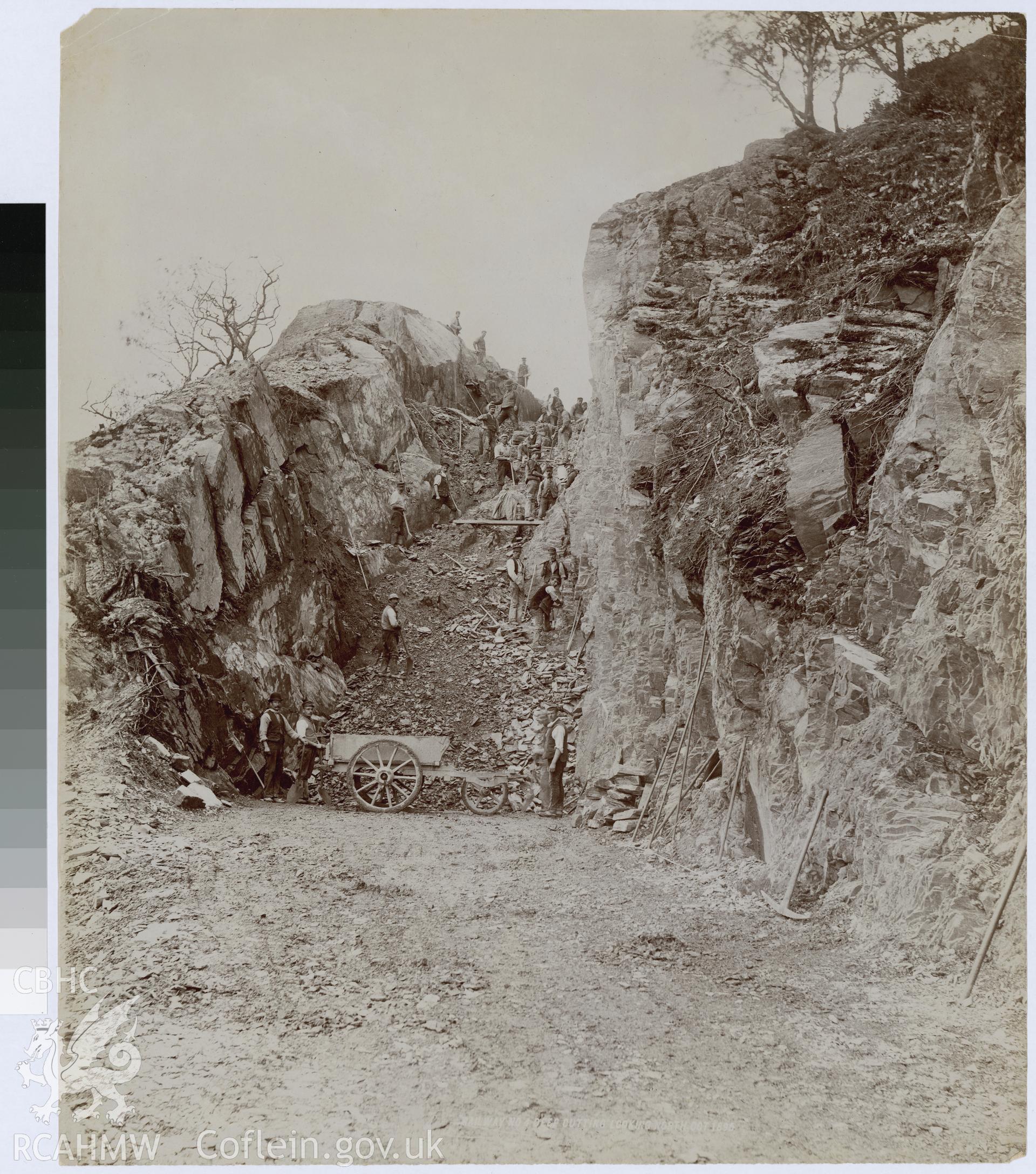 Digital copy of an albumen print from Edward Hubbard Collection showing Railway no.4 cutting looking north, taken October 1898.