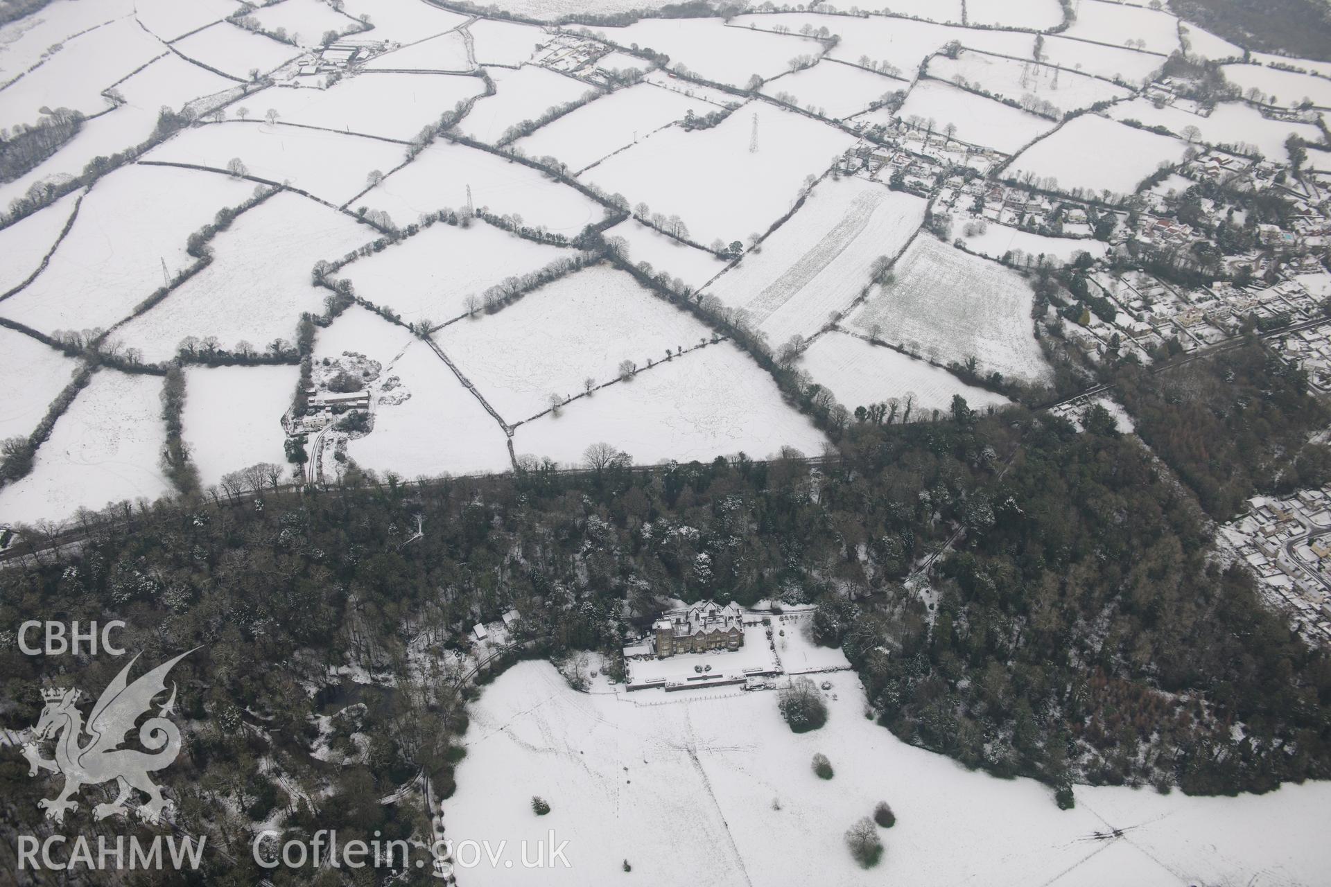 Stradey Castle and Stradey Castle Garden, Llanelli. Oblique aerial photograph taken during the Royal Commission?s programme of archaeological aerial reconnaissance by Toby Driver on 24th January 2013.