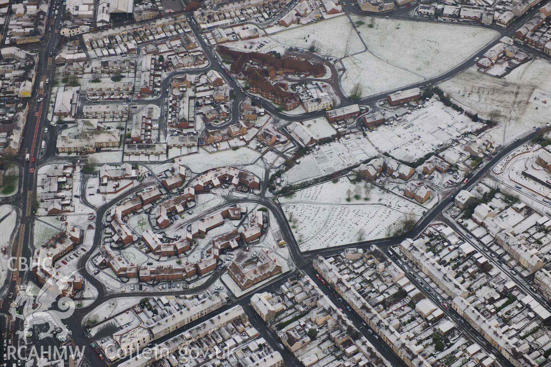 St. Paul's church, Llanelli. Oblique aerial photograph taken during the Royal Commission?s programme of archaeological aerial reconnaissance by Toby Driver on 24th January 2013.