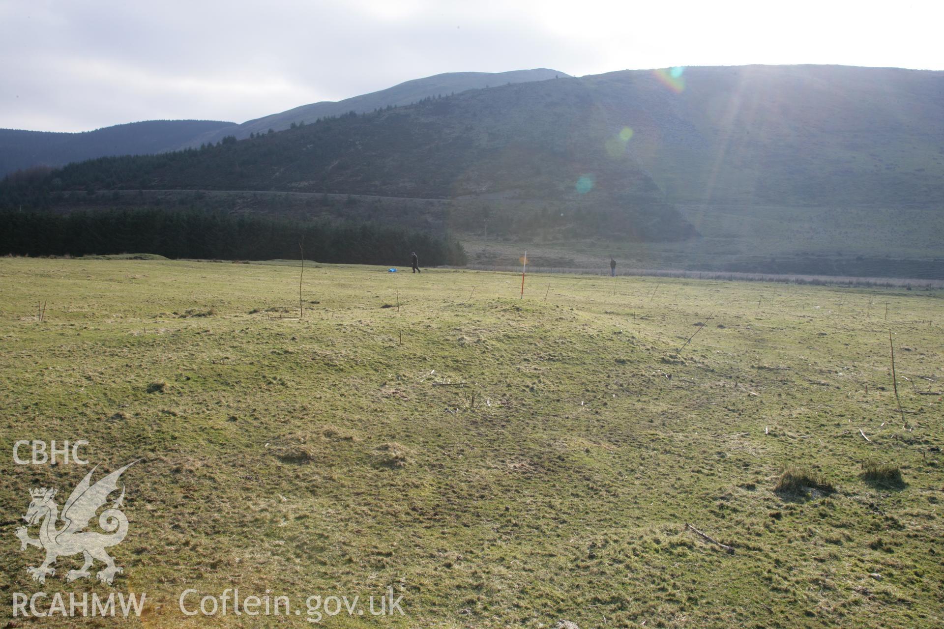 Photographic survey of Llys Arthur earthwork during fieldwork with Aberystwyth University, conducted on 21st February 2013.