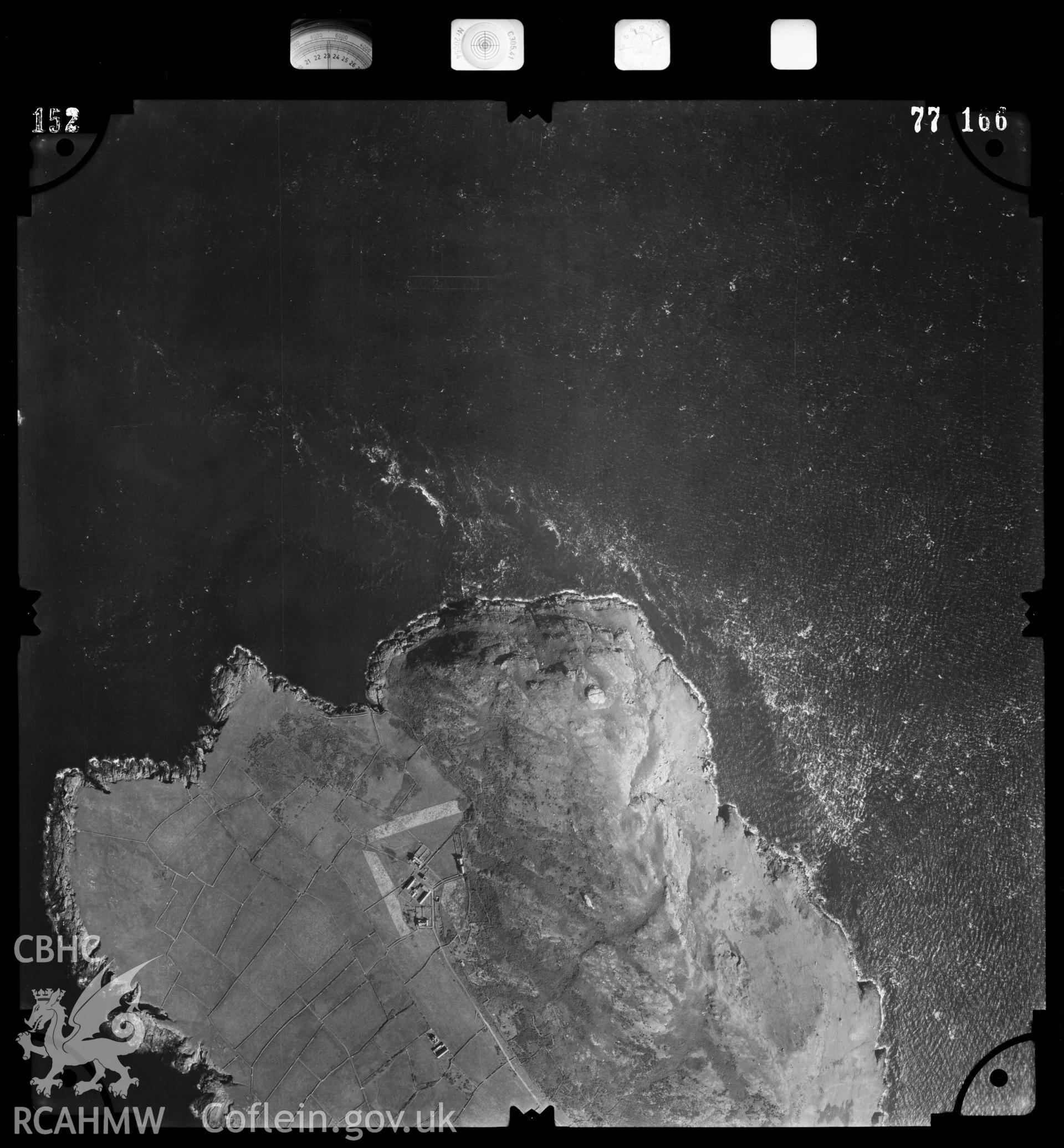 Digital copy of an aerial view of Bardsey Island by Ordnance Survey, 1977.