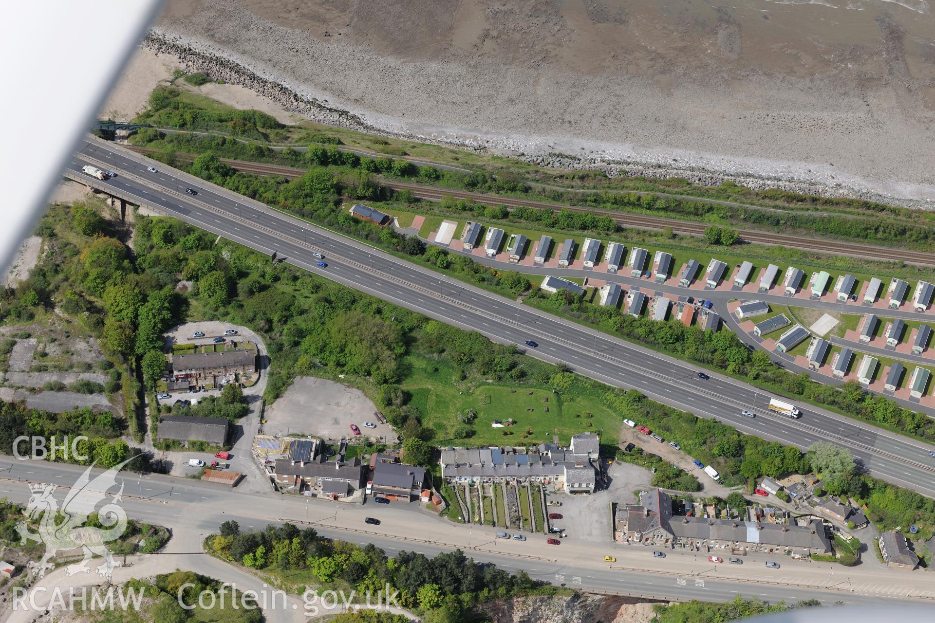 Bryn-y-Felin Independent chapel and Caersalem Welsh Independent Chapel, Llanddulas, near Colwyn Bay. Oblique aerial photograph taken during the Royal Commission?s programme of archaeological aerial reconnaissance by Toby Driver on 22nd May 2013.