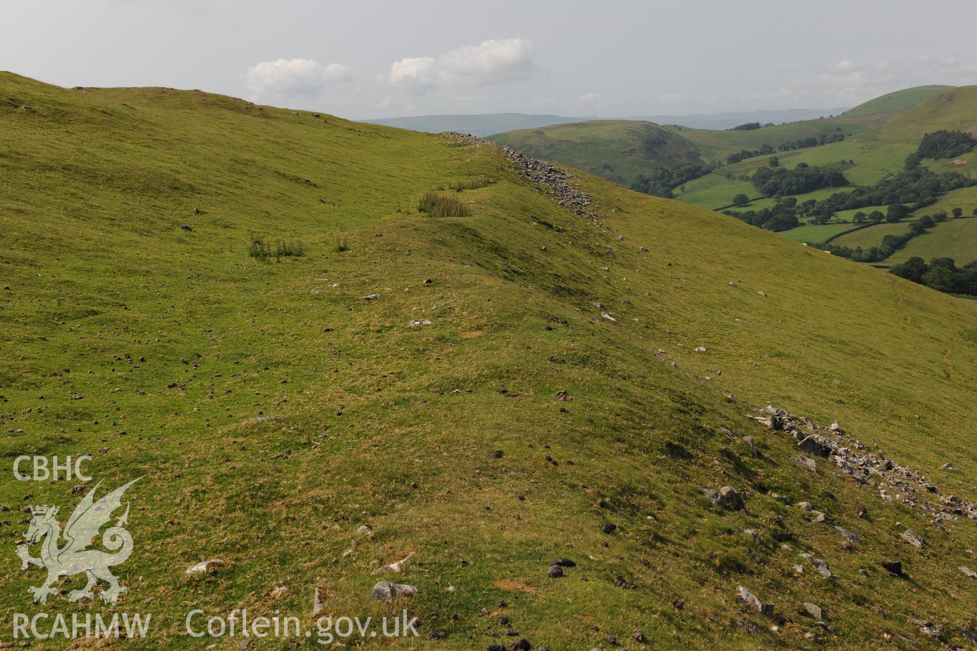 Photographic survey of Castle Bank hillfort, showing details of ramparts and earthworks, conducted on 5th July 2013.