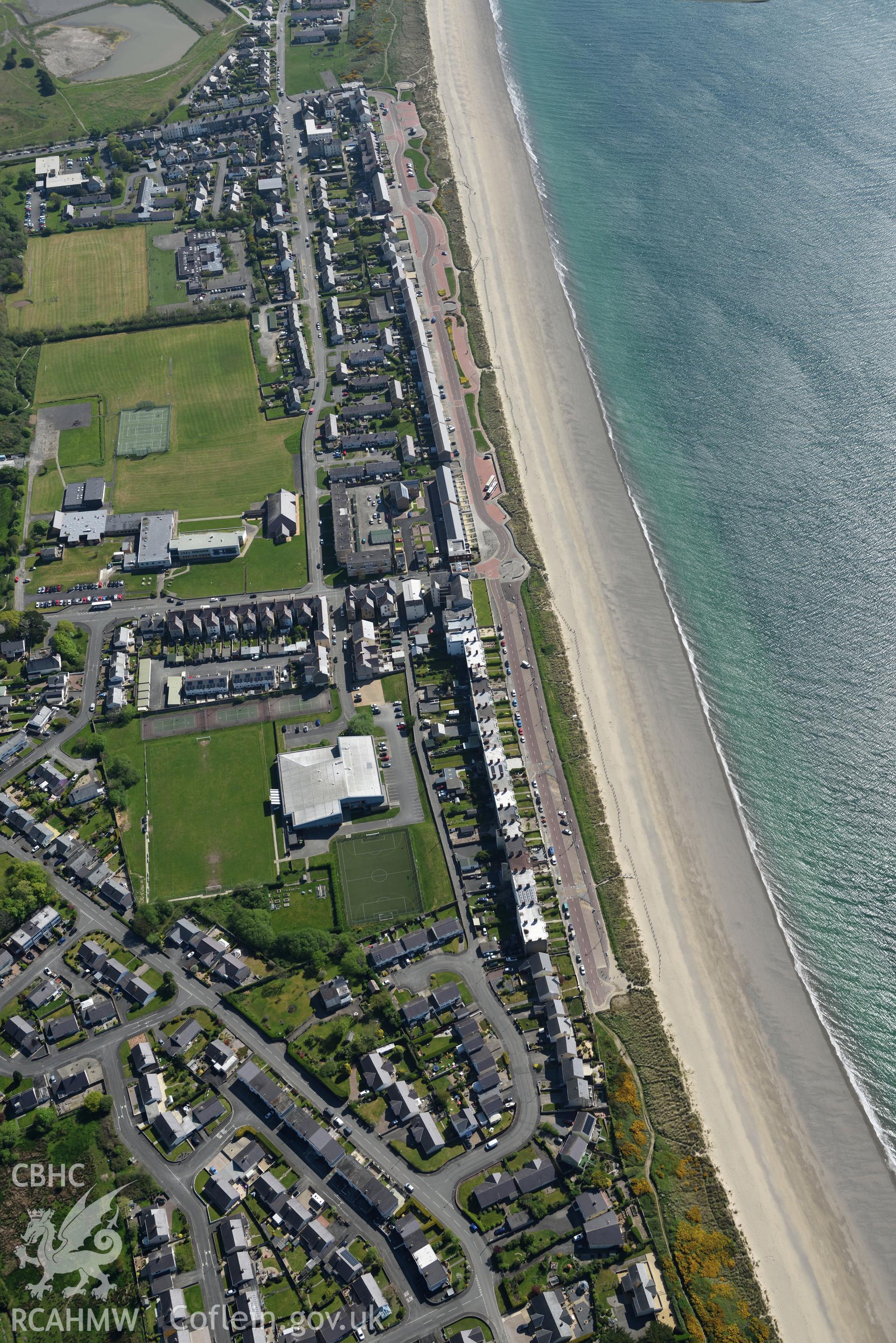 Aerial photography of Pwllhelo pavilion taken on 3rd May 2017.  Baseline aerial reconnaissance survey for the CHERISH Project. ? Crown: CHERISH PROJECT 2017. Produced with EU funds through the Ireland Wales Co-operation Programme 2014-2020. All material made freely available through the Open Government Licence.