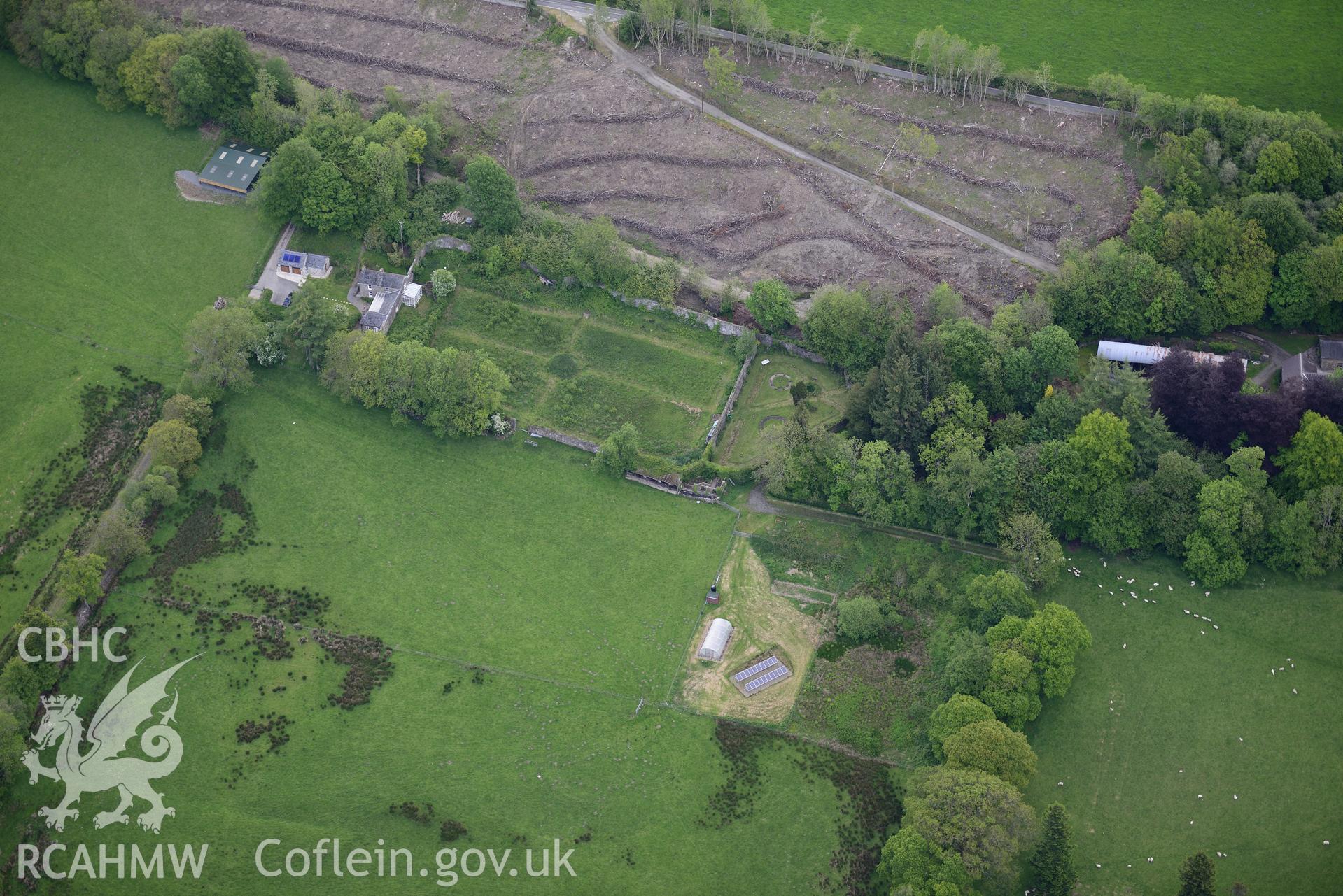 Allt-yr-Odyn garden. Oblique aerial photograph taken during the Royal Commission's programme of archaeological aerial reconnaissance by Toby Driver on 3rd June 2015.