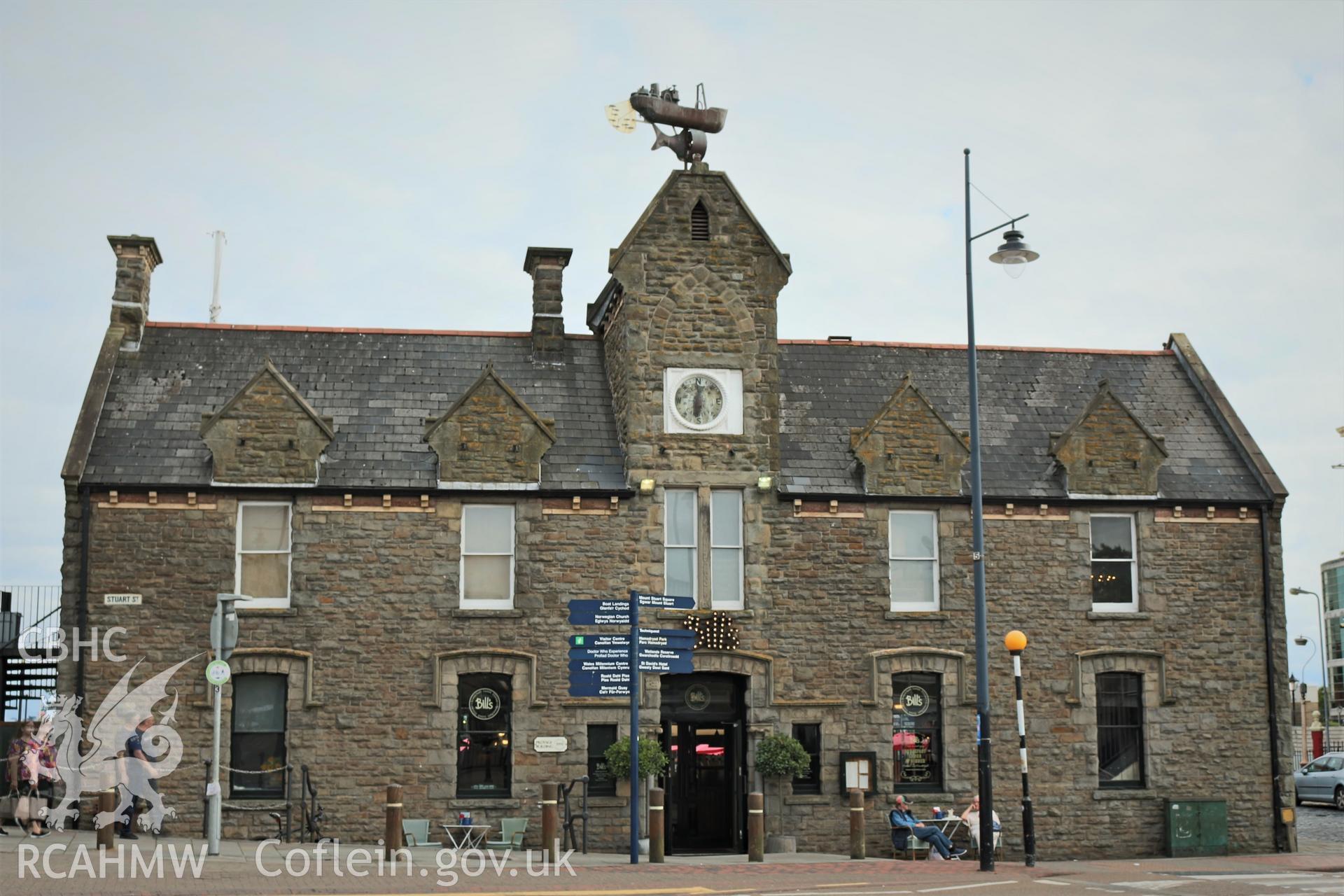 Colour photograph showing exterior of the Pilotage House on Stuart Street, Butetown, Cardiff. Photographed during survey conducted by Rita Singer on 17th July 2018.