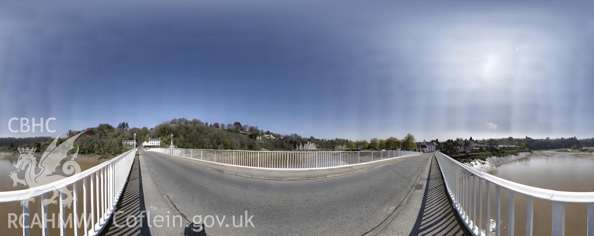 Reduced resolution tiff of stitched images from the Old Bridge at Chepstow, produced by Susan Fielding and Rita Singer, July 2017. Produced through European Travellers to Wales project.