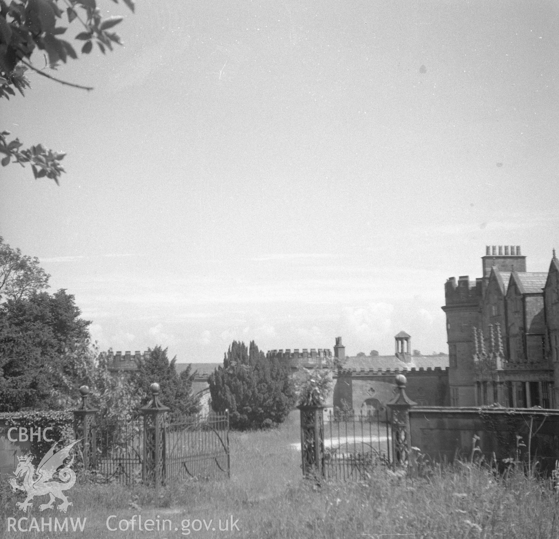 Digital copy of a nitrate negative showing exterior view of Nercwys Hall.