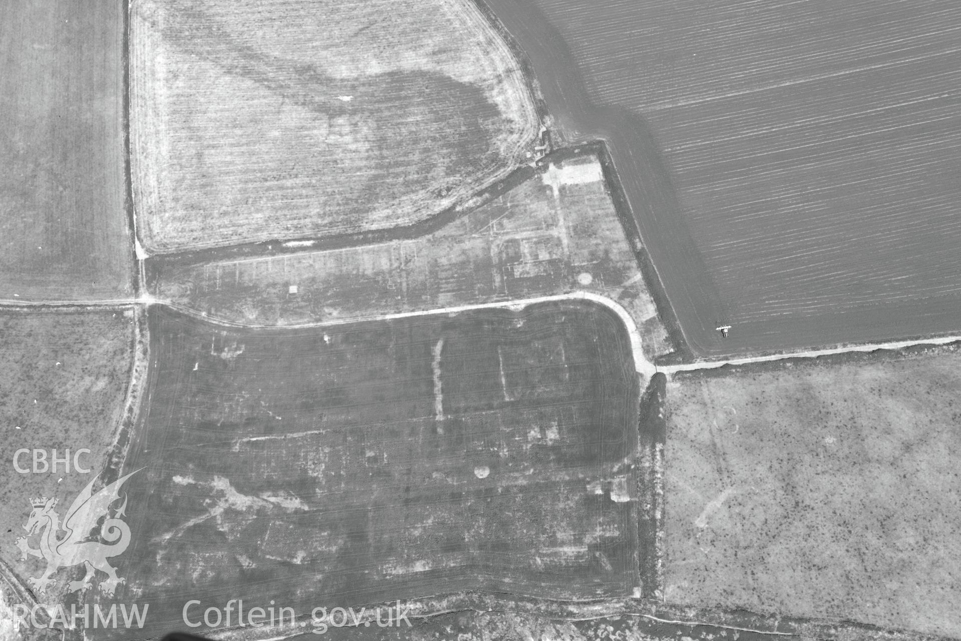 Site of the old Second World War Base the HMS Harrier, with site of associated chapel, Dale. Oblique aerial photograph taken during the Royal Commission?s programme of archaeological aerial reconnaissance by Toby Driver on 16th July 2013.