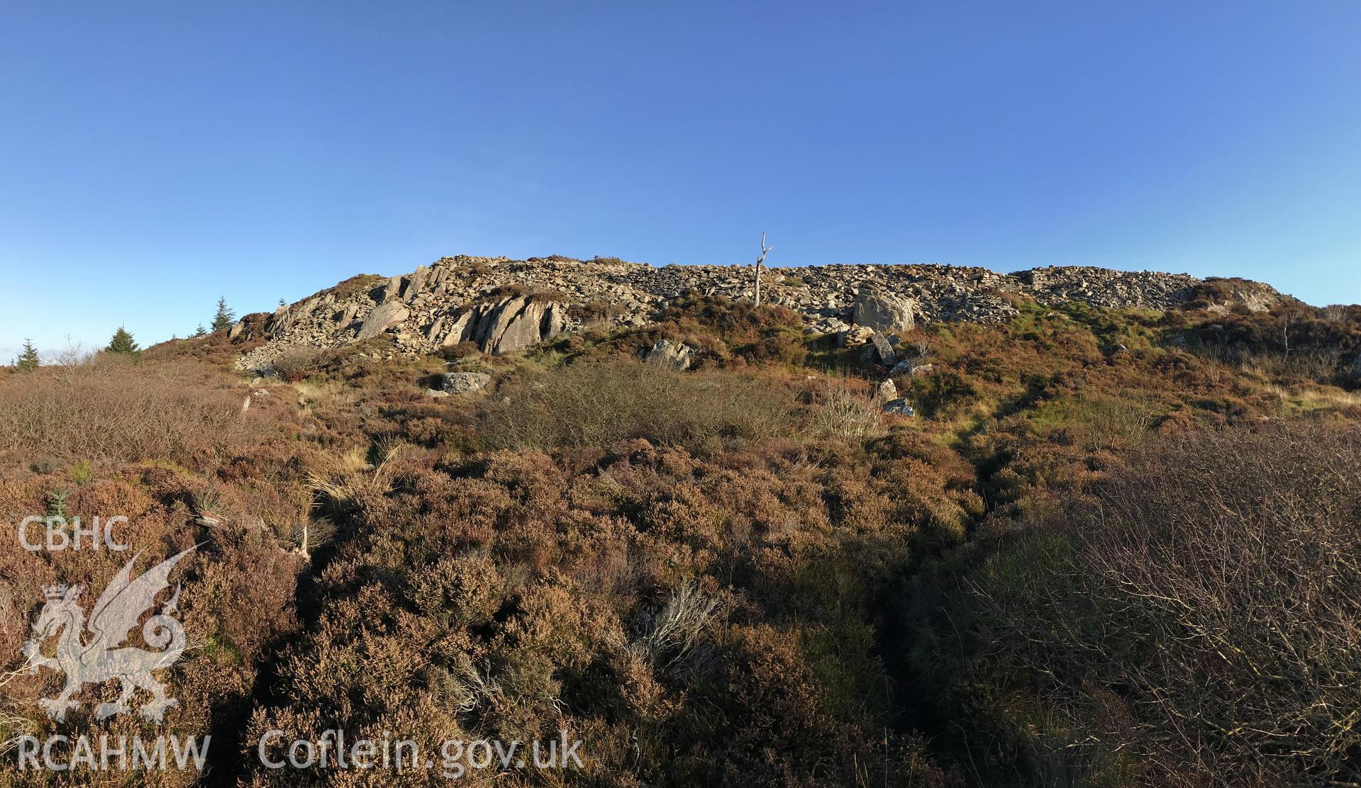 Digital colour photograph showing the summit fort of Garn Boduan hillfort, Buan, near Morfa Nefyn, taken by Paul Davis on 3rd December 2019.