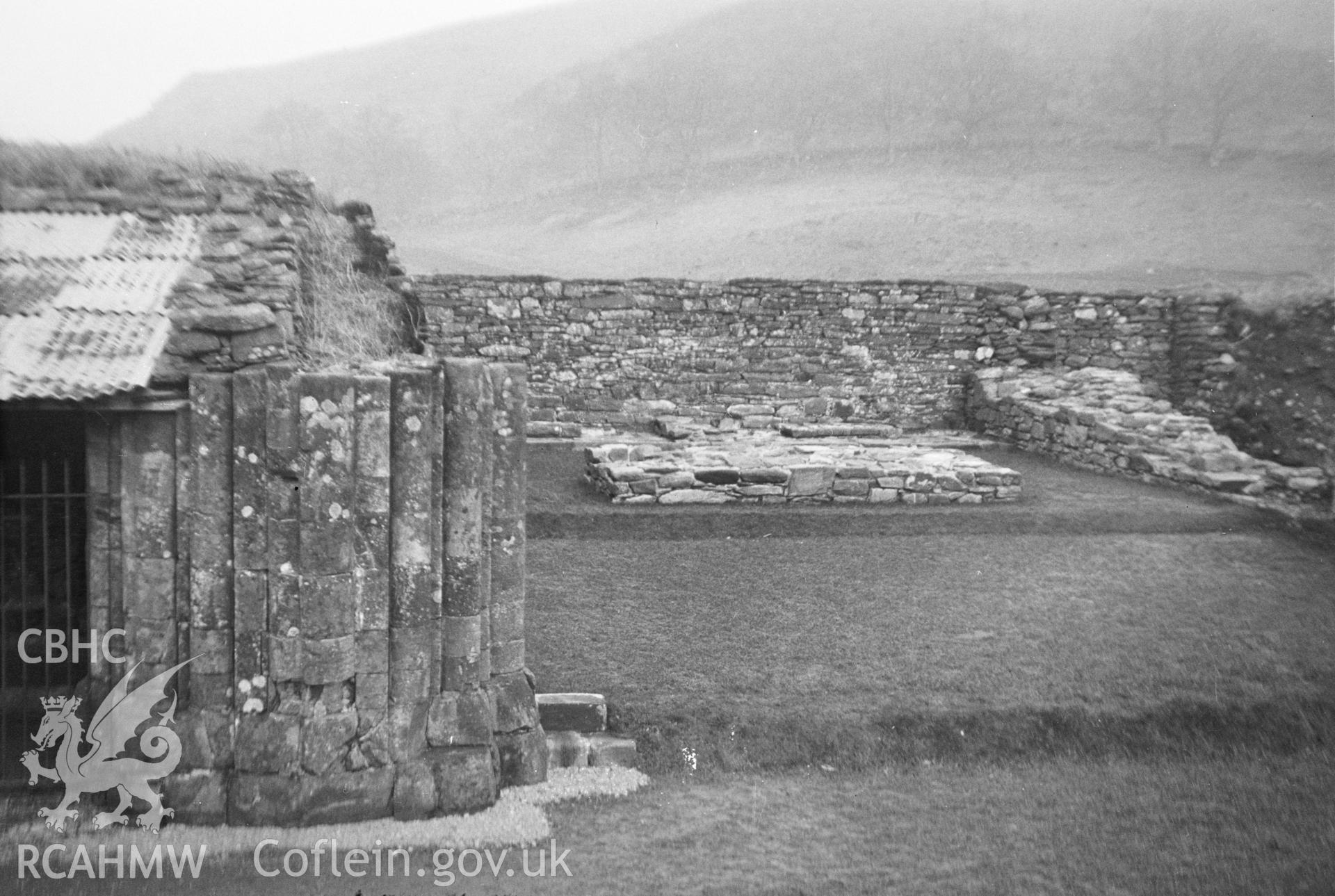 Digital copy of a nitrate negative showing view of Strata Florida taken by Leonard Monroe.