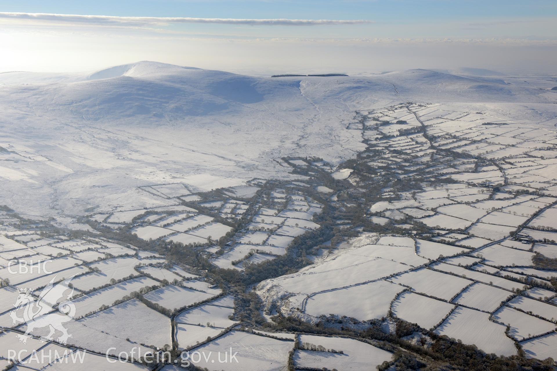 Craig Rhosyfelin bluestone outcrop, south west of Cardigan. Oblique aerial photograph taken during the Royal Commission?s programme of archaeological aerial reconnaissance by Toby Driver on 24th January 2013.