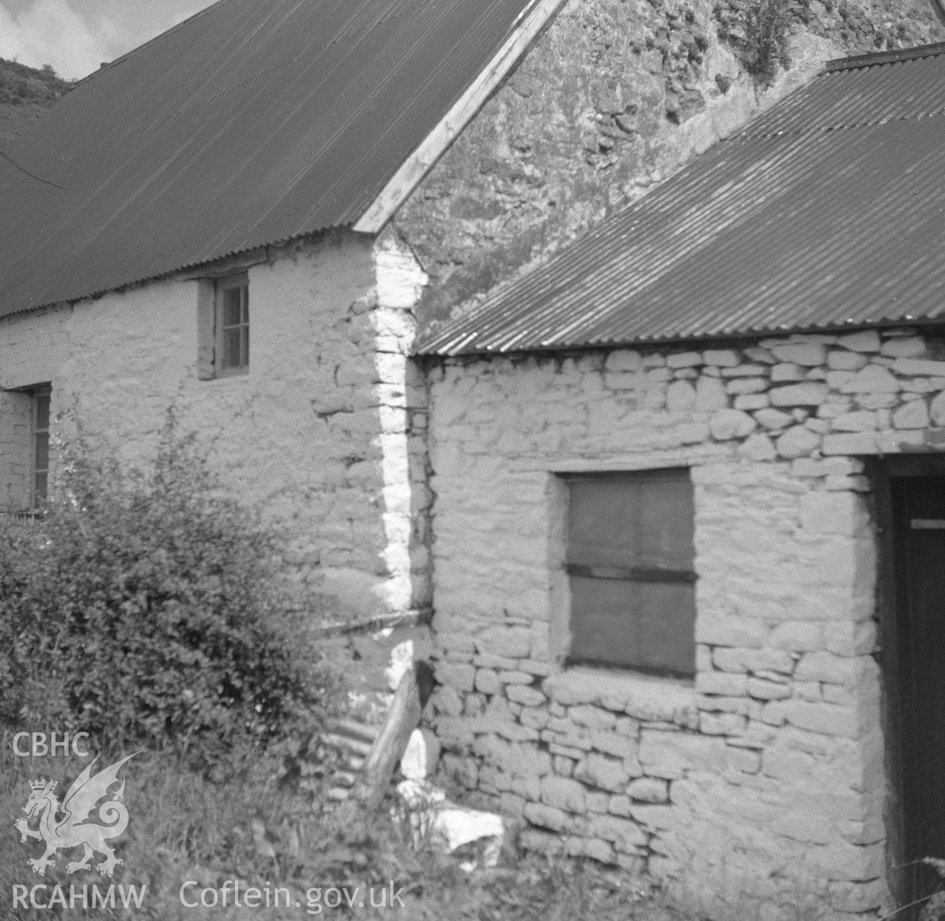 Digital copy of a nitrate negative showing exterior view of Cwm Cilath, Llansadwrn.