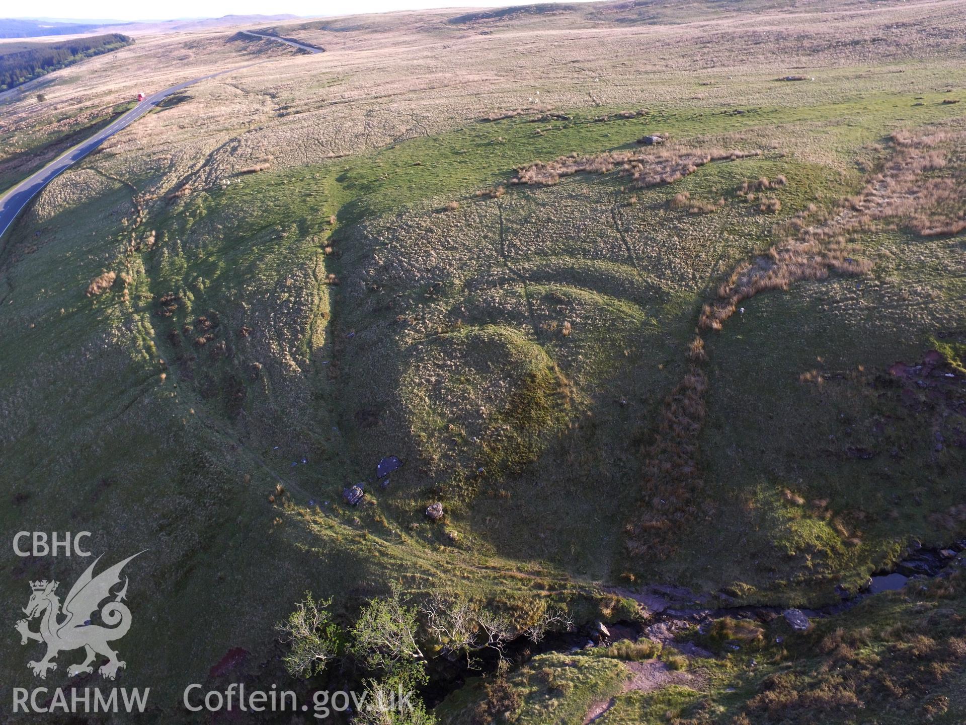 Rhyd Uchaf enclosure, near the Beacons reservoir, between Brecon and Merthyr Tydfil. Colour photograph taken by Paul R. Davis on 17th May 2018.