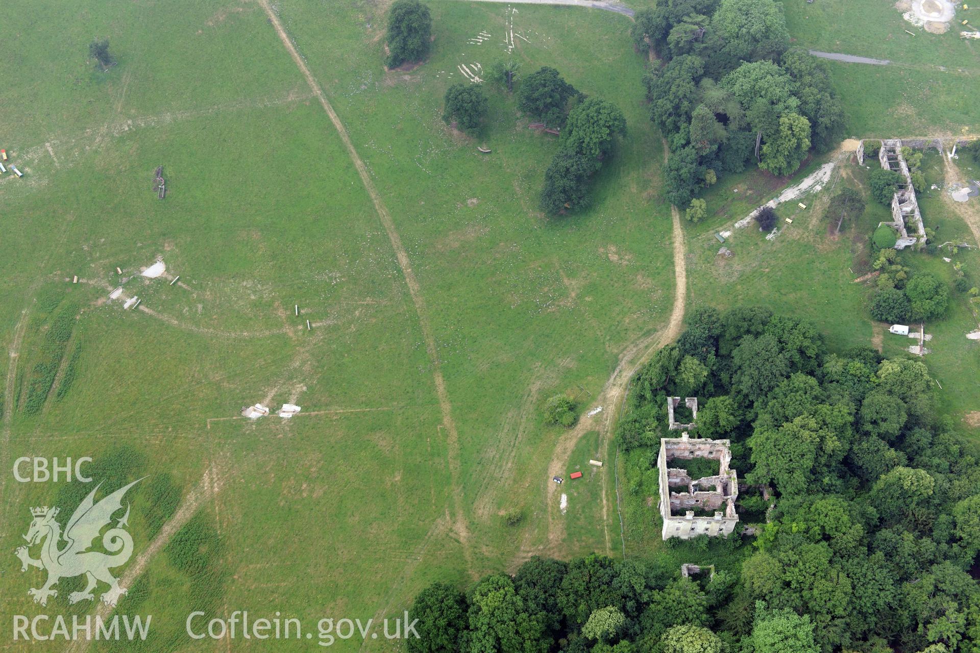 Royal Commission aerial photography of Piercefield Park taken during drought conditions on 22nd July 2013.