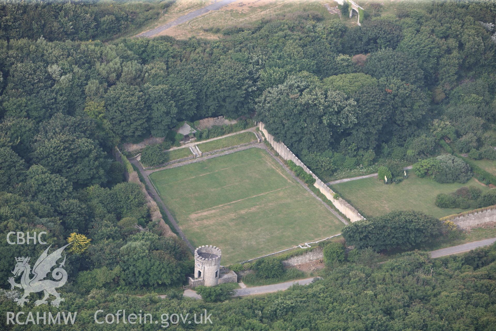 Royal Commission aerial photography of Dunraven Park and Garden recorded during drought conditions on 22nd July 2013.