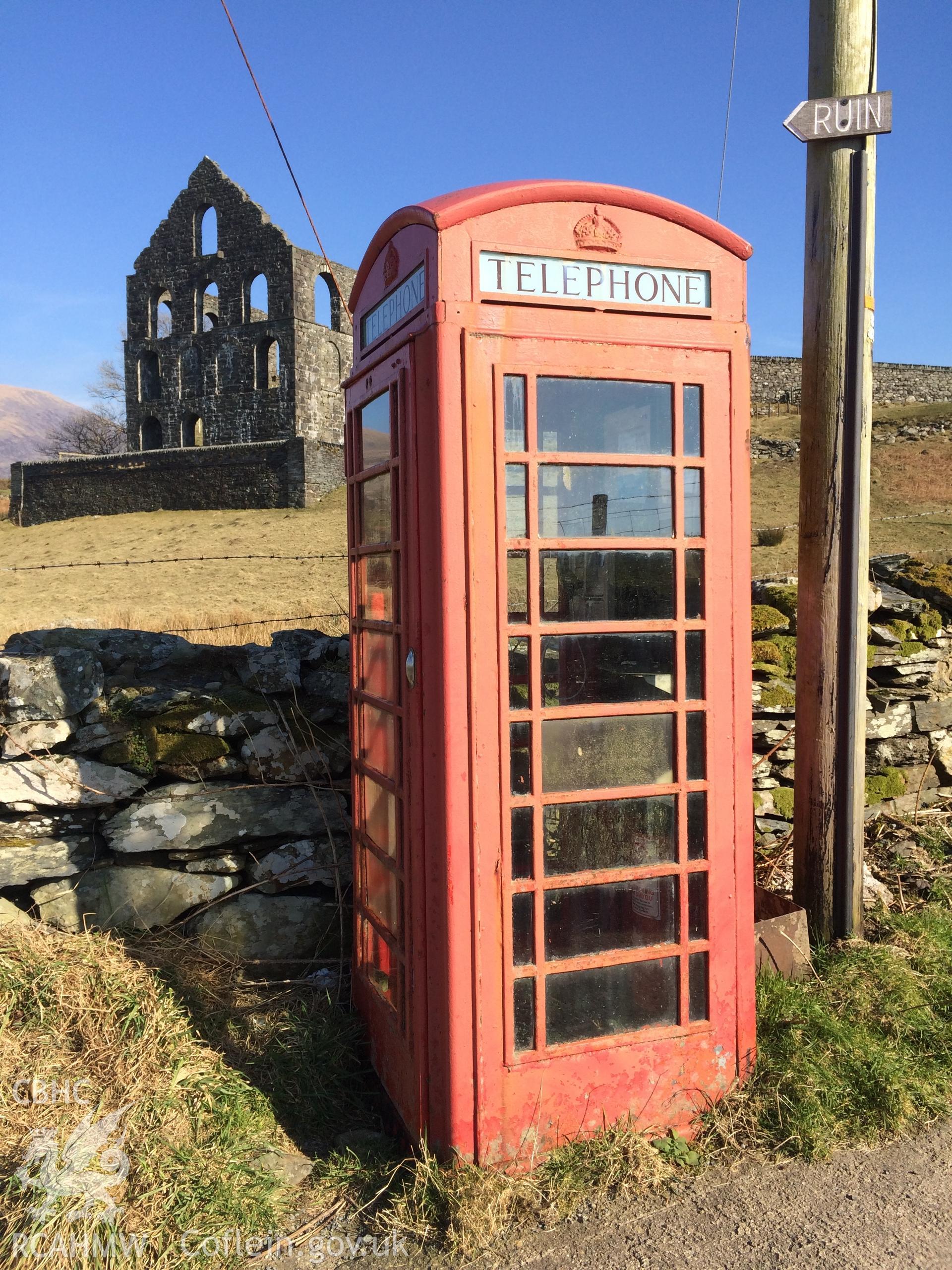 Photo showing view of Cwm Ystradllyn slate mill, taken by Paul R. Davis, February 2018.