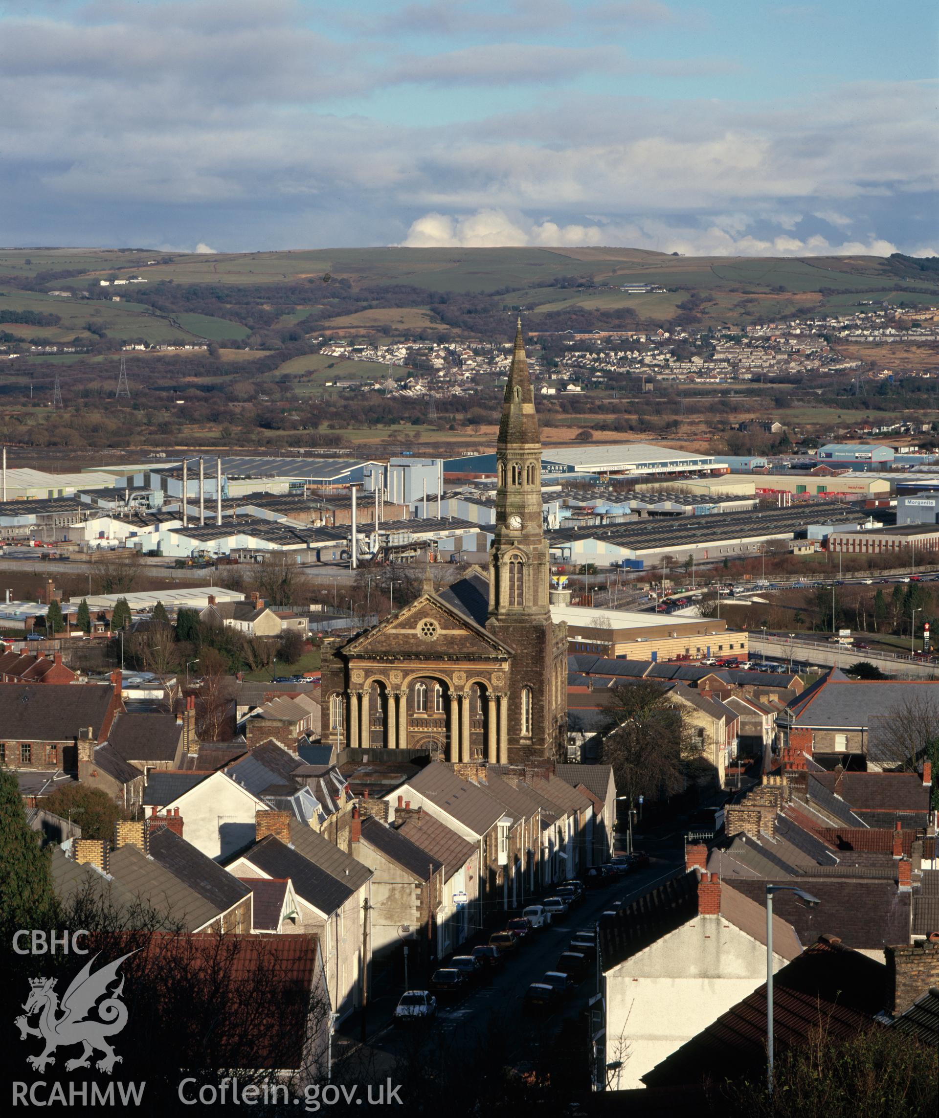 Digital copy of colour negative showing general view of Morriston Chapel, 1996.