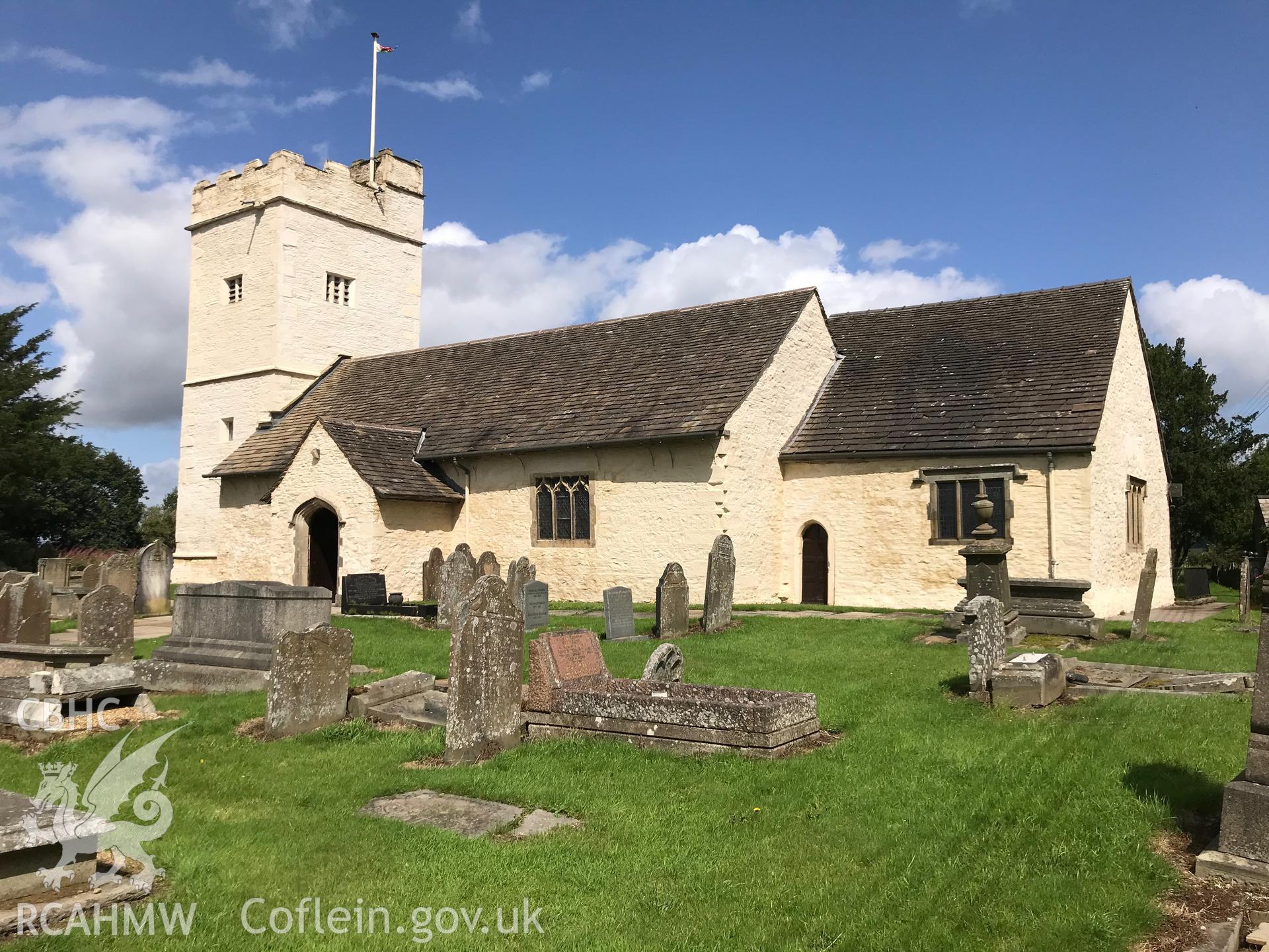 Digital colour photograph showing exterior view of St Sannan's Church, Bedwellty, taken by Paul R. Davis on 17th August 2019.