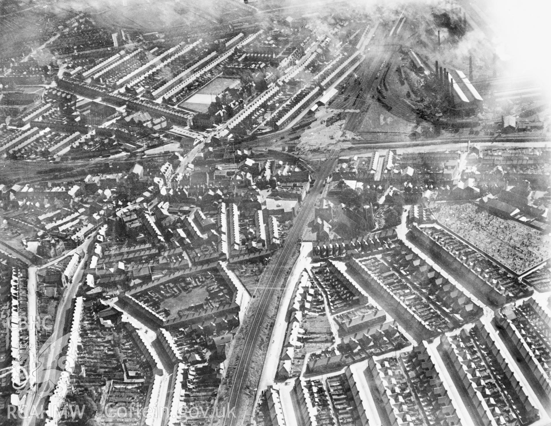 General view of Port Talbot. Oblique aerial photograph, 5?x4? BW glass plate.