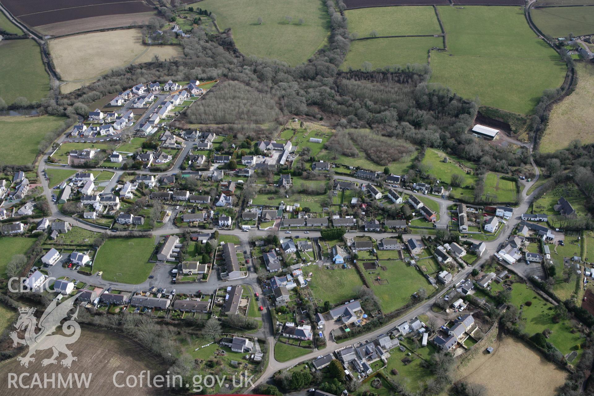 RCAHMW colour oblique aerial photograph of Rosemarket Planned Village. Taken on 02 March 2010 by Toby Driver