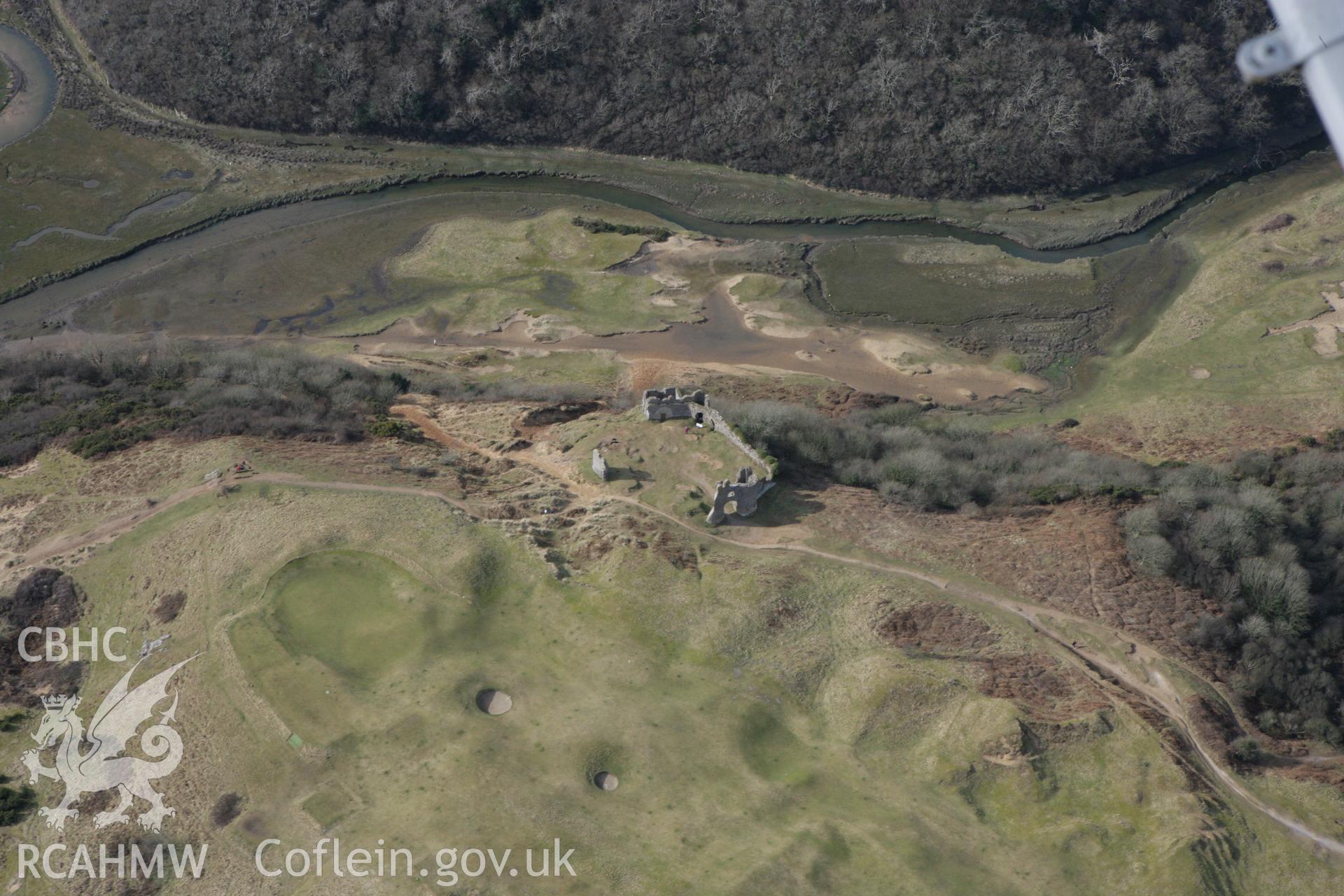 RCAHMW colour oblique photograph of Pennard Castle. Taken by Toby Driver on 02/03/2010.