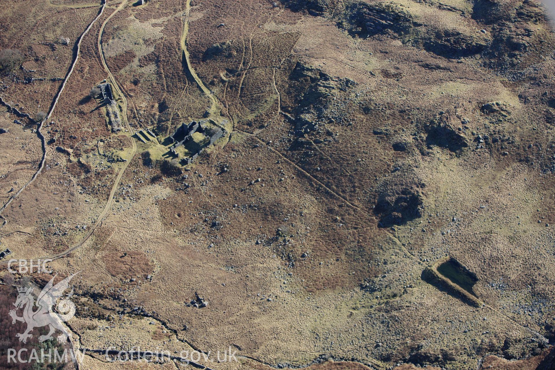 RCAHMW colour oblique photograph of Berth-Llwyd and Cefn Coch gold mining complex. Taken by Toby Driver on 08/03/2010.