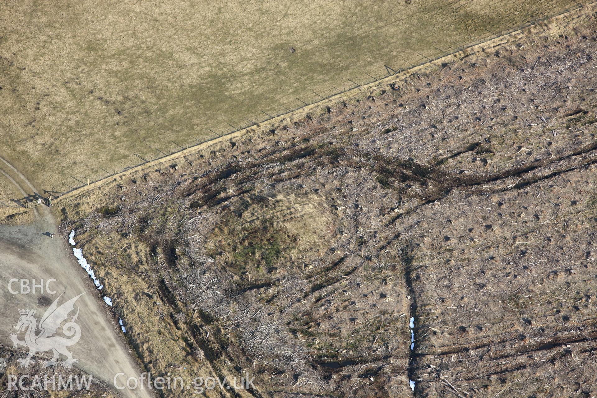 RCAHMW colour oblique photograph of Block Wood Barrow. Taken by Toby Driver on 11/03/2010.