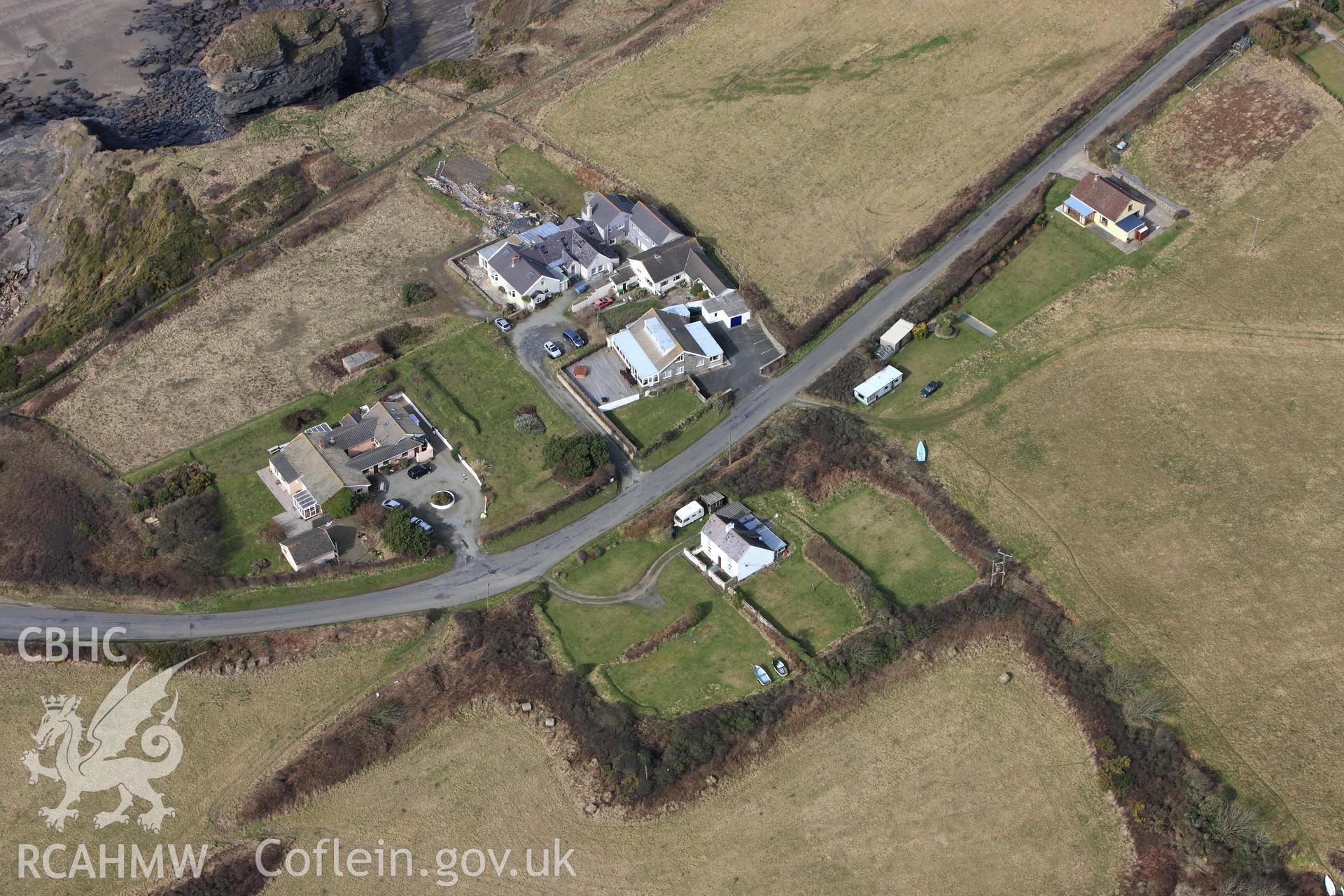 RCAHMW colour oblique aerial photograph of Upper Lodge Standing Stones. Taken on 02 March 2010 by Toby Driver