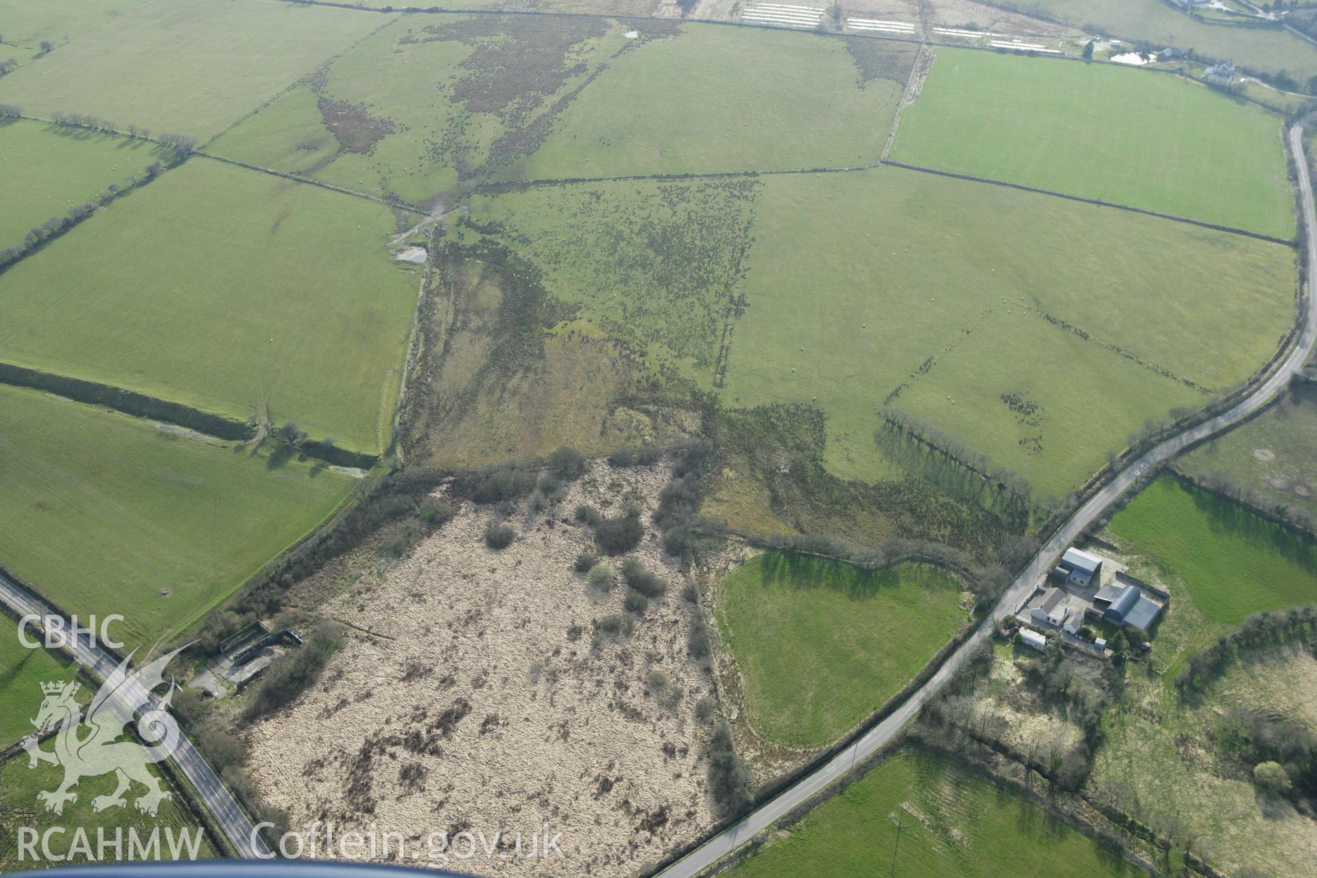 RCAHMW colour oblique aerial photograph of the northern end of Clawdd Mawr. Taken on 13 April 2010 by Toby Driver