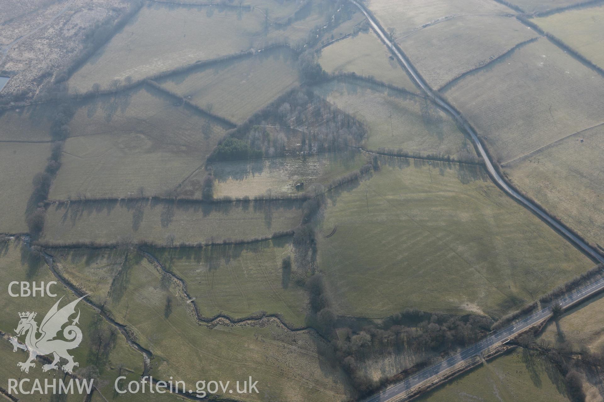 RCAHMW colour oblique photograph of The Gaer, Dolau. Taken by Toby Driver on 11/03/2010.