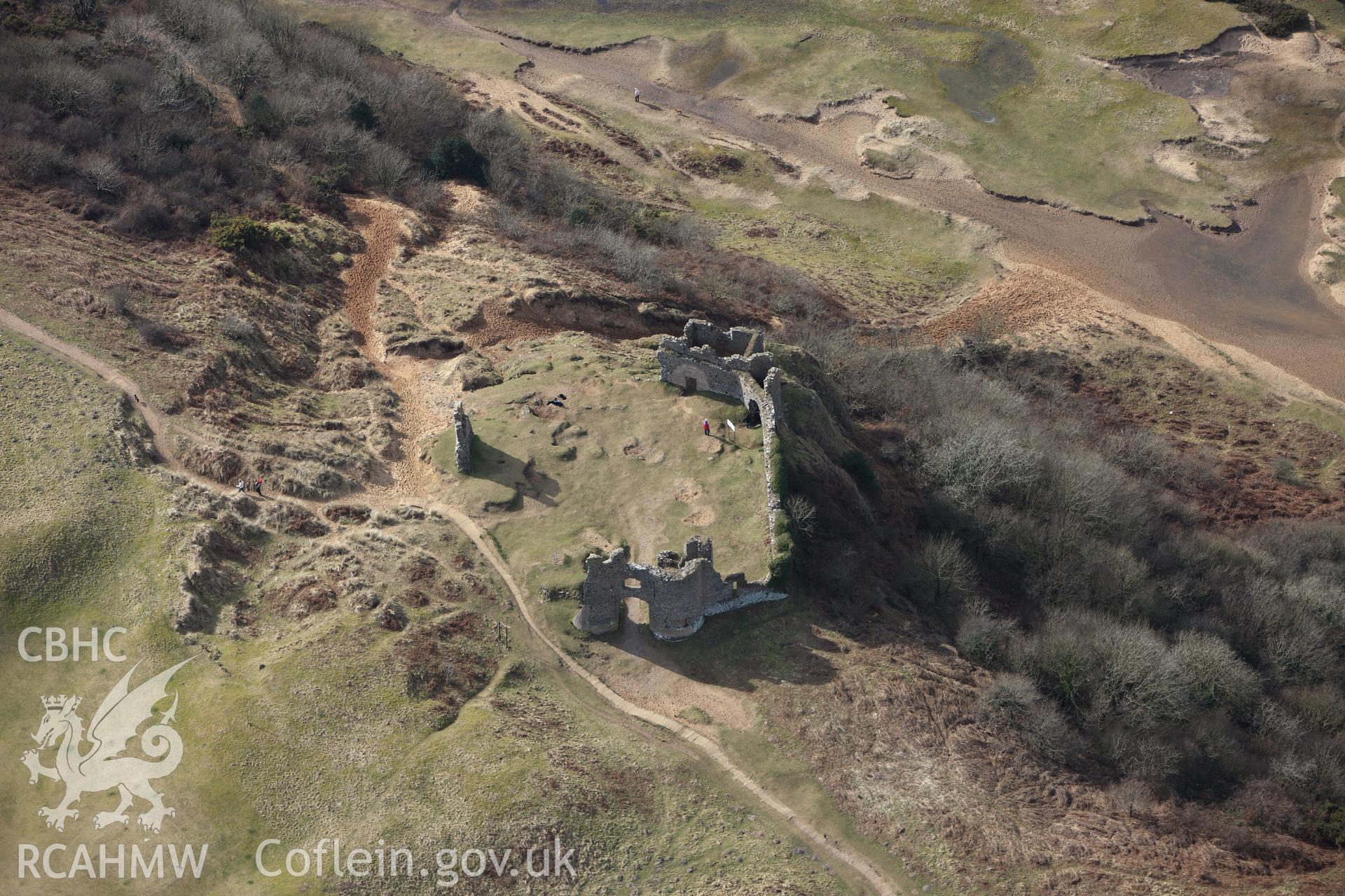 RCAHMW colour oblique photograph of Pennard Castle. Taken by Toby Driver on 02/03/2010.