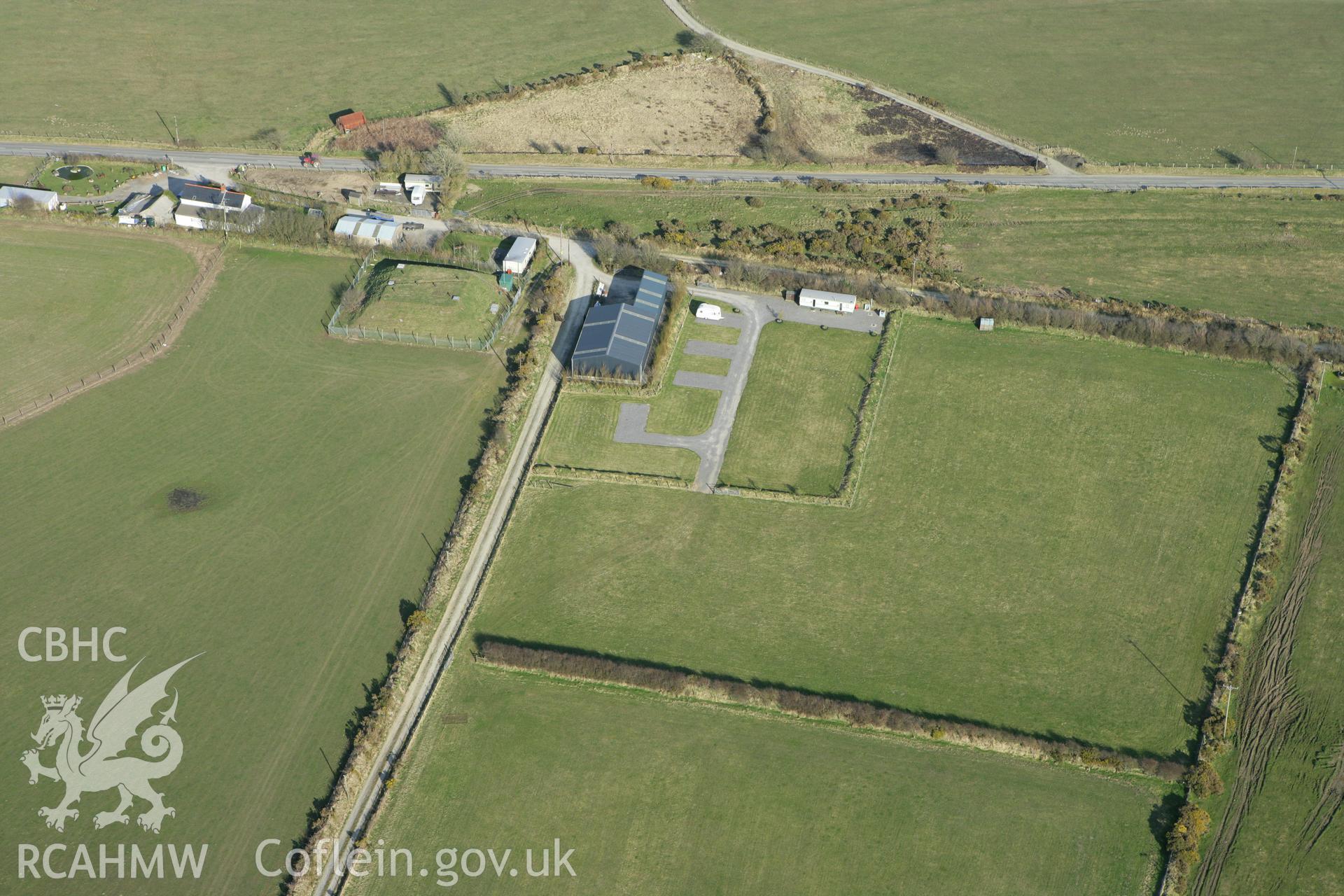 RCAHMW colour oblique aerial photograph of Maen Gwyn Hir. Taken on 13 April 2010 by Toby Driver