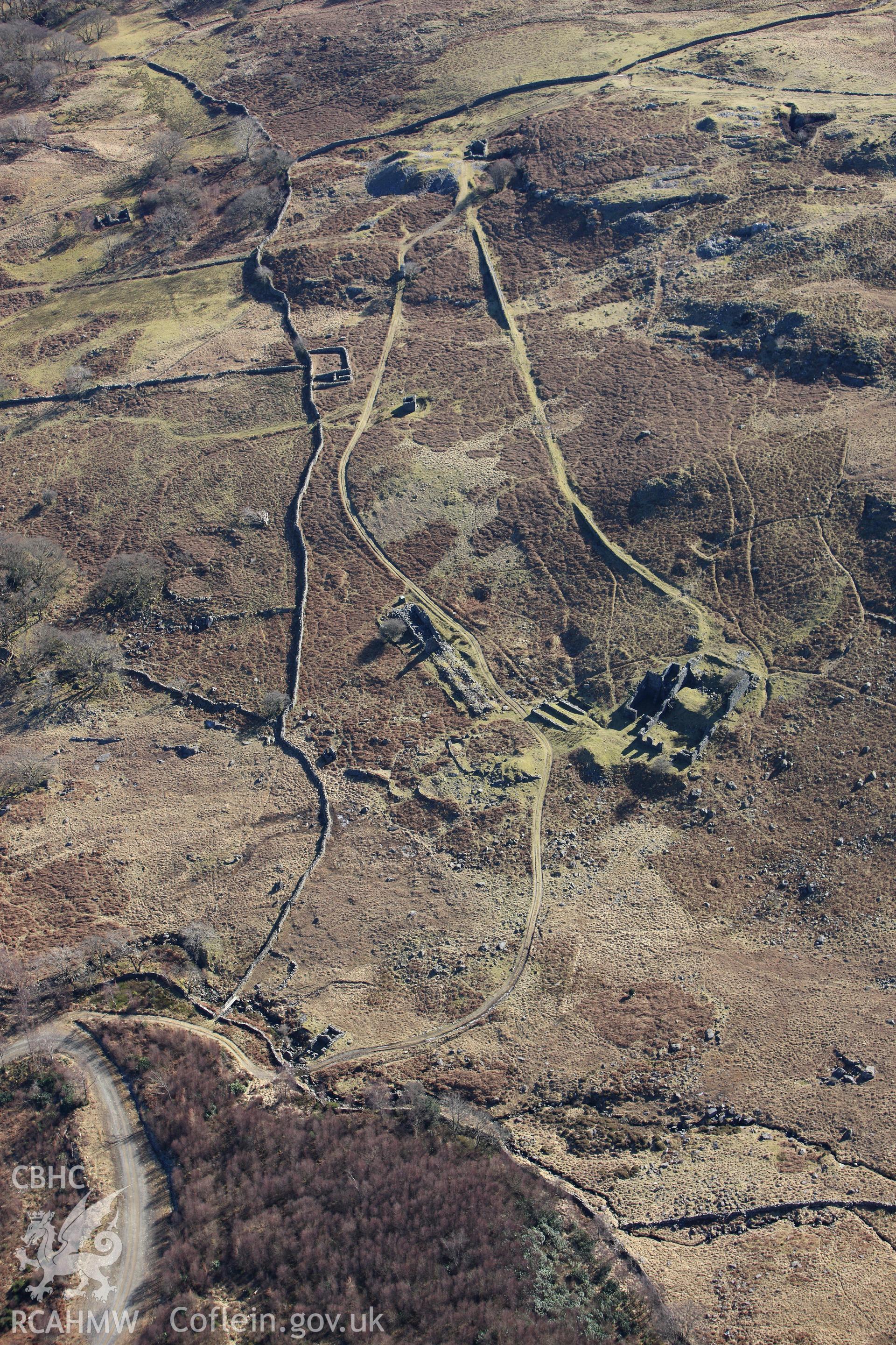 RCAHMW colour oblique photograph of Berth-Llwyd and Cefn Coch gold mining complex. Taken by Toby Driver on 08/03/2010.