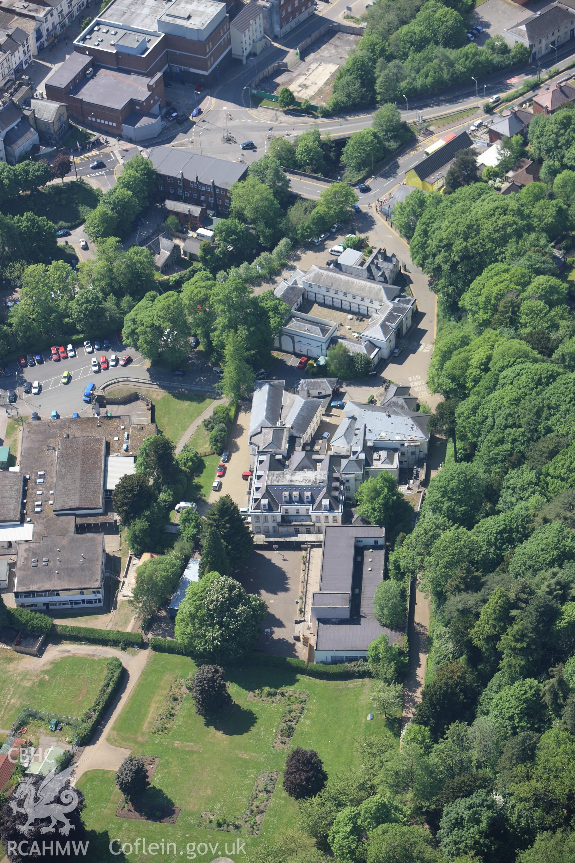 RCAHMW colour oblique photograph of Pontypool Museum and Park House (St Albans RC School). Taken by Toby Driver on 24/05/2010.