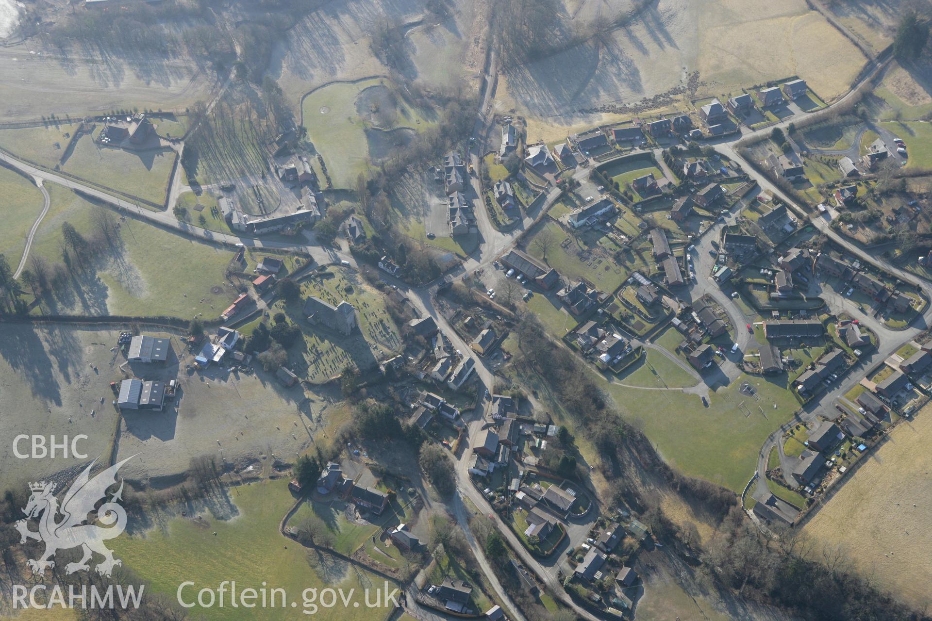 RCAHMW colour oblique photograph of Bettws Cedewain. Taken by Toby Driver on 08/03/2010.