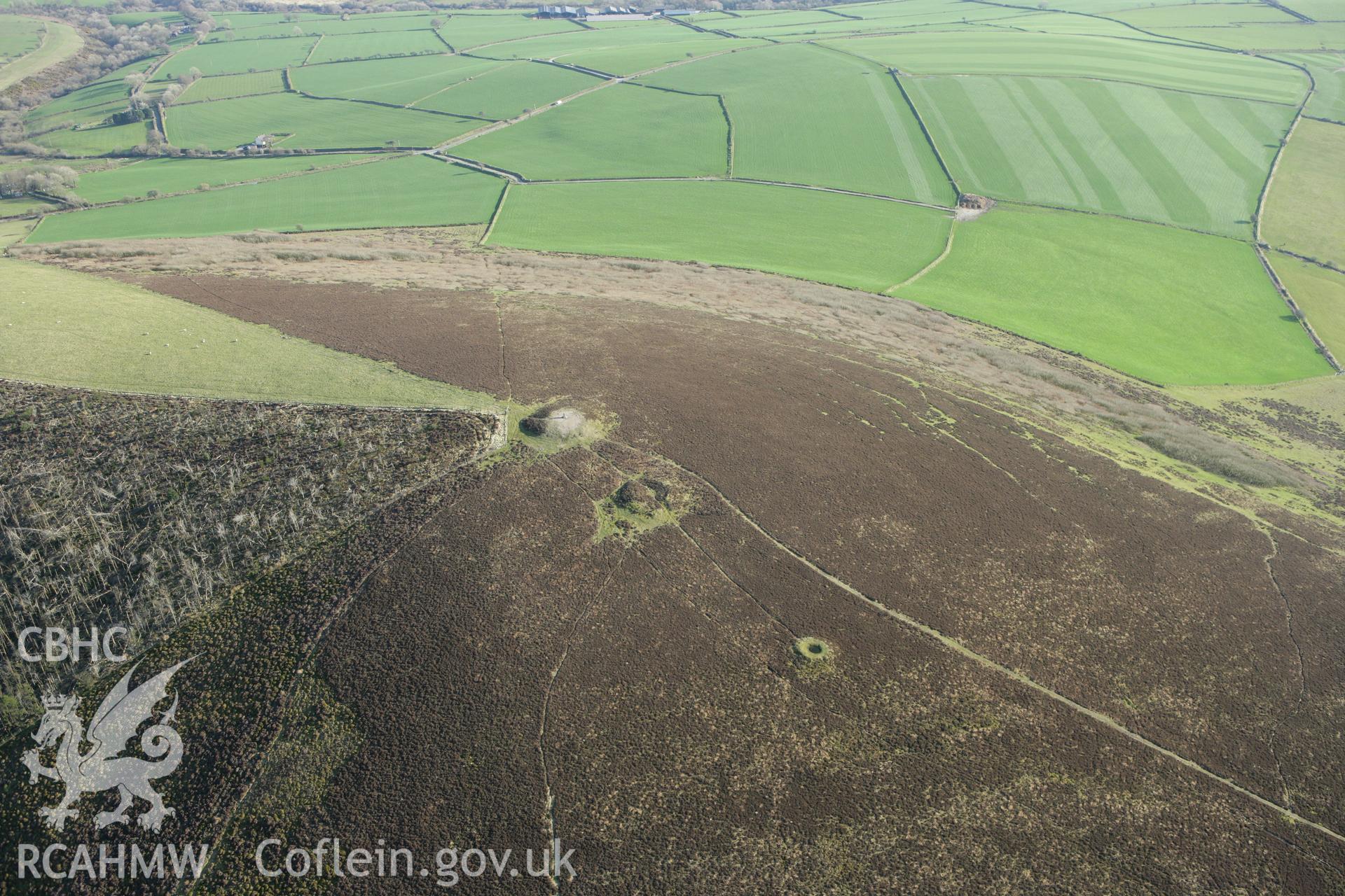 RCAHMW colour oblique aerial photograph of Y Frenni Fawr Cairns. Taken on 13 April 2010 by Toby Driver