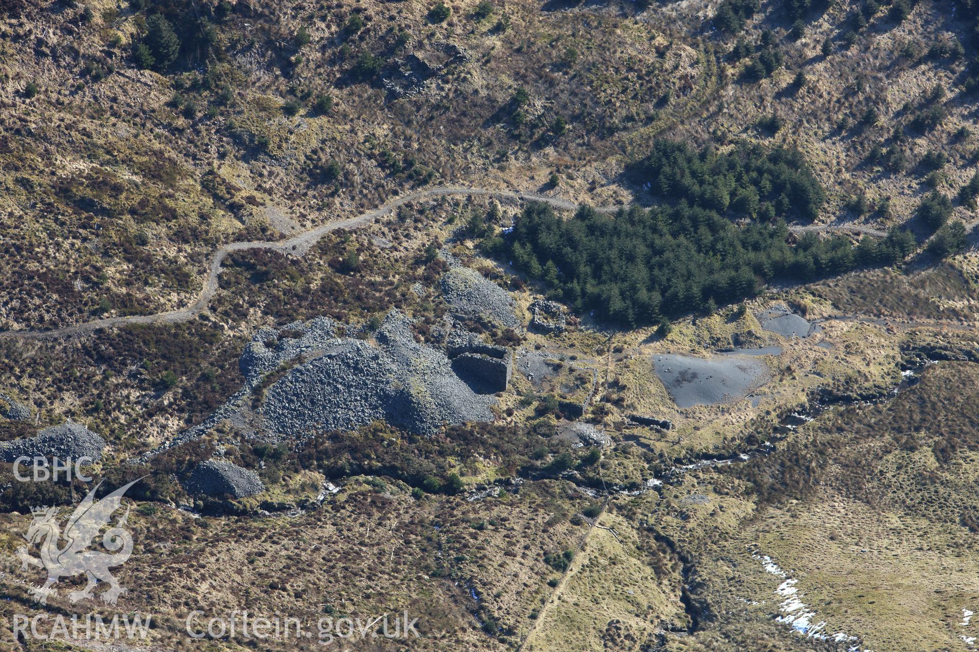 RCAHMW colour oblique photograph of Nant yr Eira mine. Taken by Toby Driver on 08/03/2010.