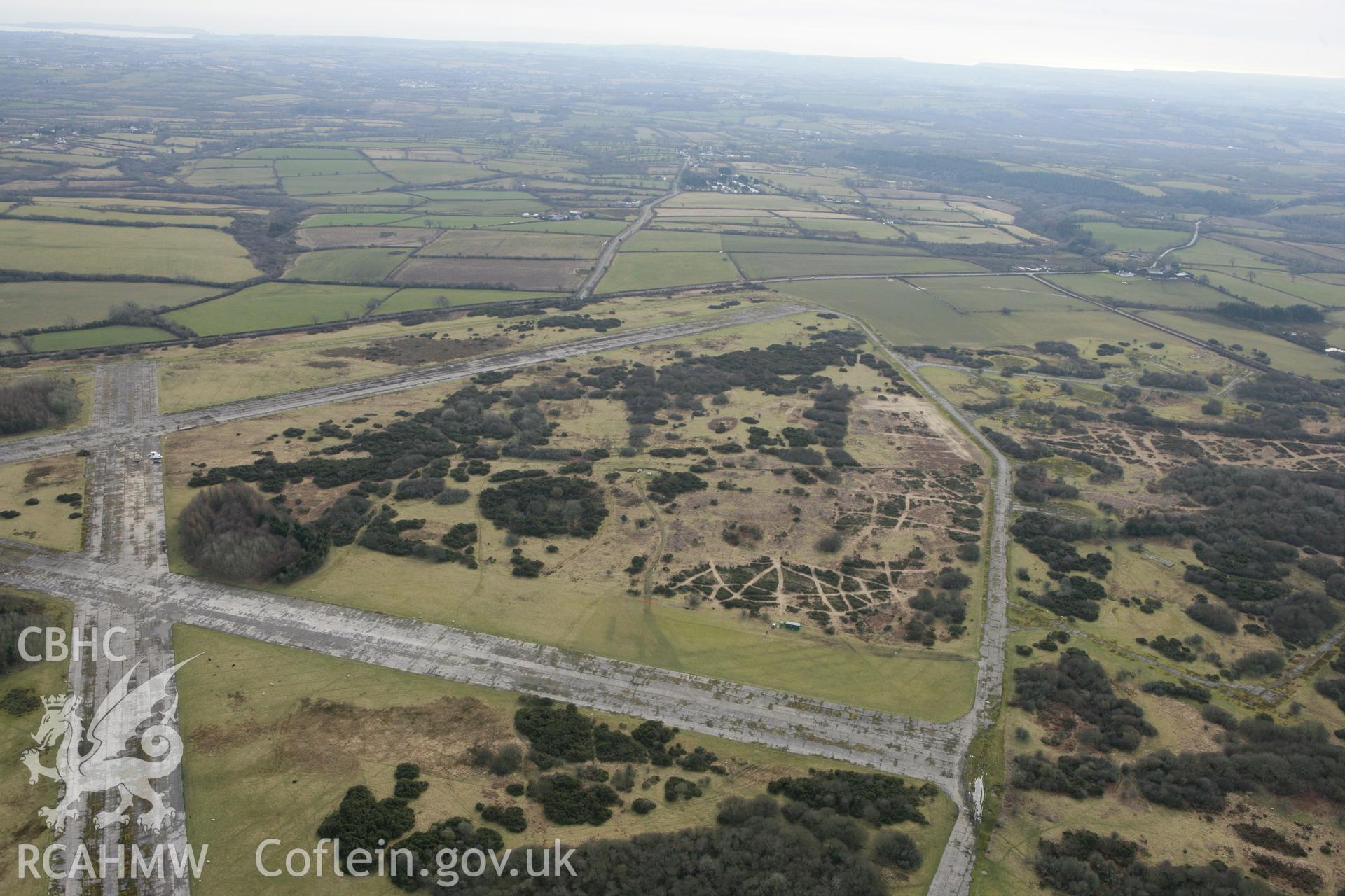 RCAHMW colour oblique photograph of Templeton Airfield, Templeton. Taken by Toby Driver on 02/03/2010.