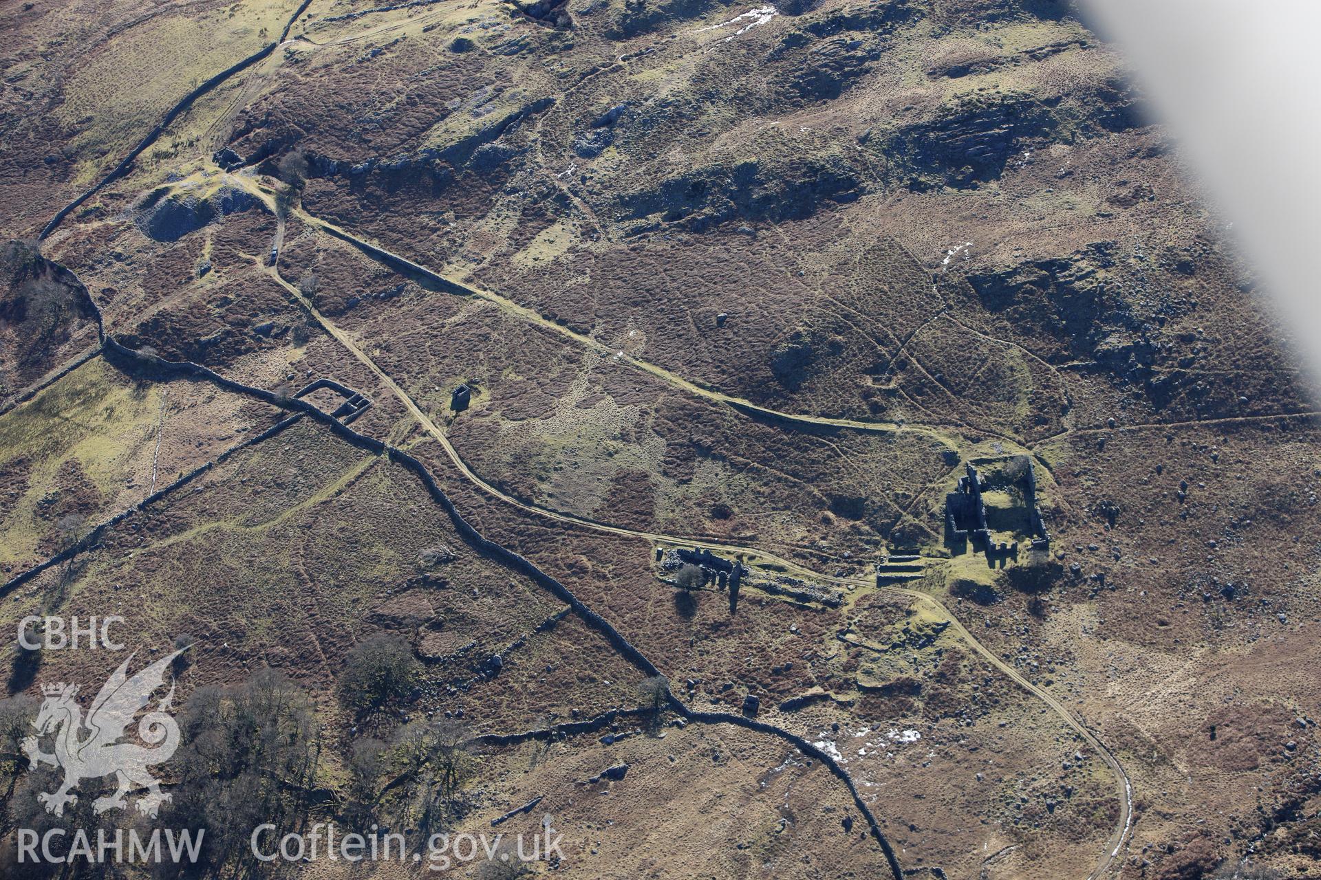 RCAHMW colour oblique photograph of Berth-Llwyd and Cefn Coch gold mining complex. Taken by Toby Driver on 08/03/2010.