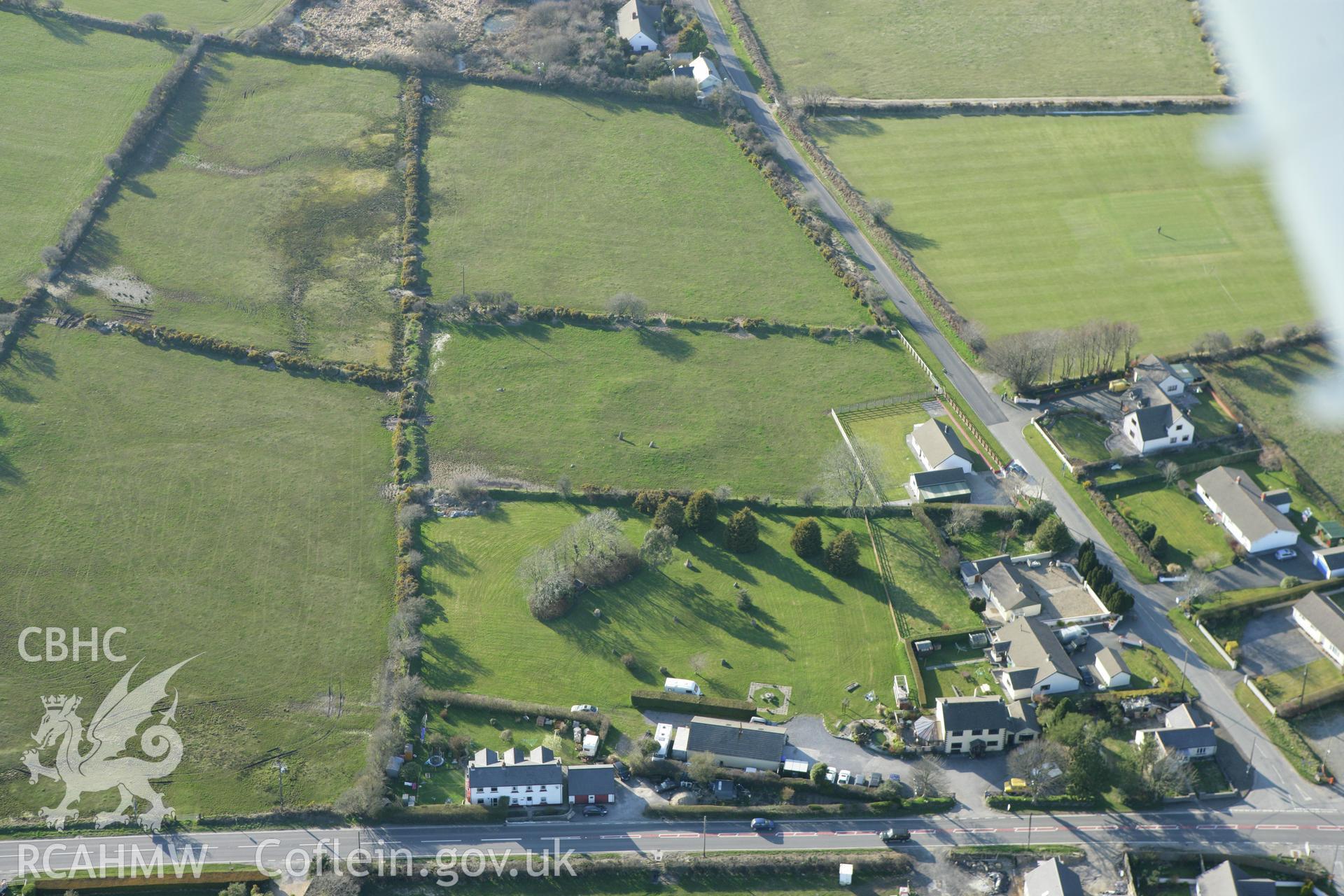 RCAHMW colour oblique aerial photograph of Meini Gwyr, Glandy Cross. Taken on 13 April 2010 by Toby Driver