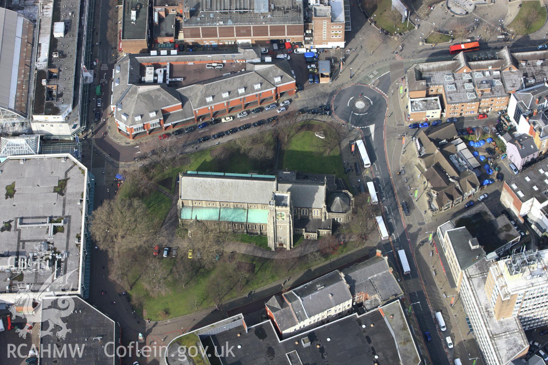 RCAHMW colour oblique photograph of St Mary's Church, Swansea. Taken by Toby Driver on 02/03/2010.