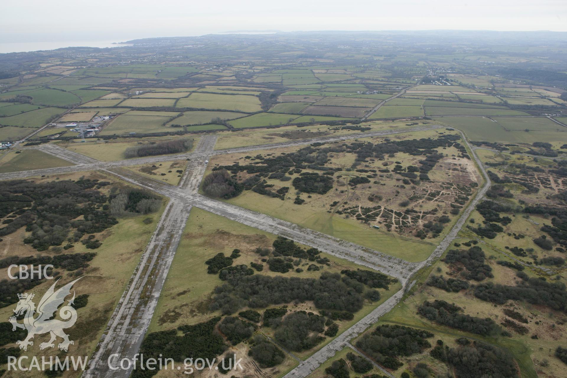 RCAHMW colour oblique photograph of Templeton Airfield, Templeton. Taken by Toby Driver on 02/03/2010.