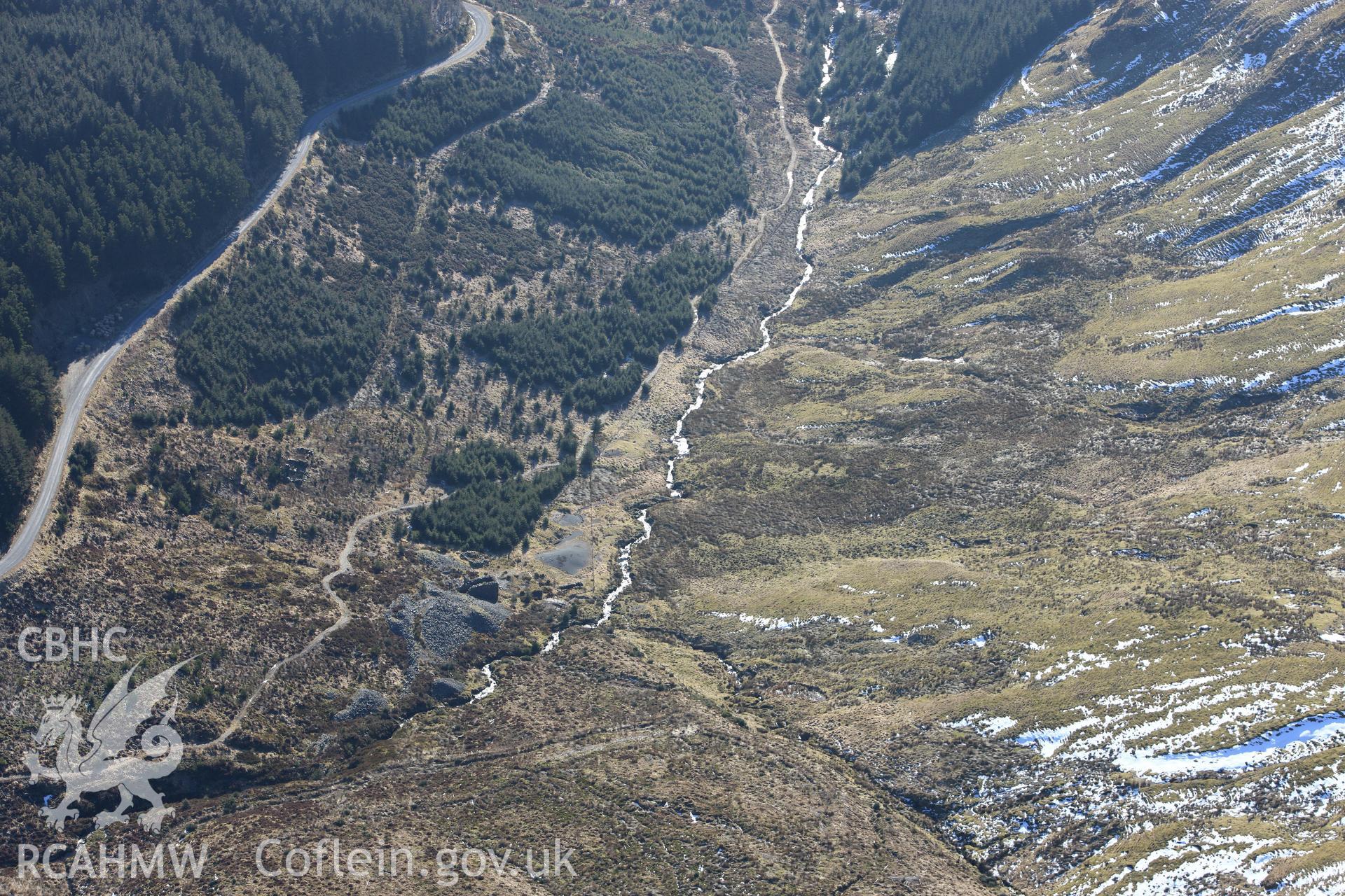 RCAHMW colour oblique photograph of Nant yr Eira mine. Taken by Toby Driver on 08/03/2010.