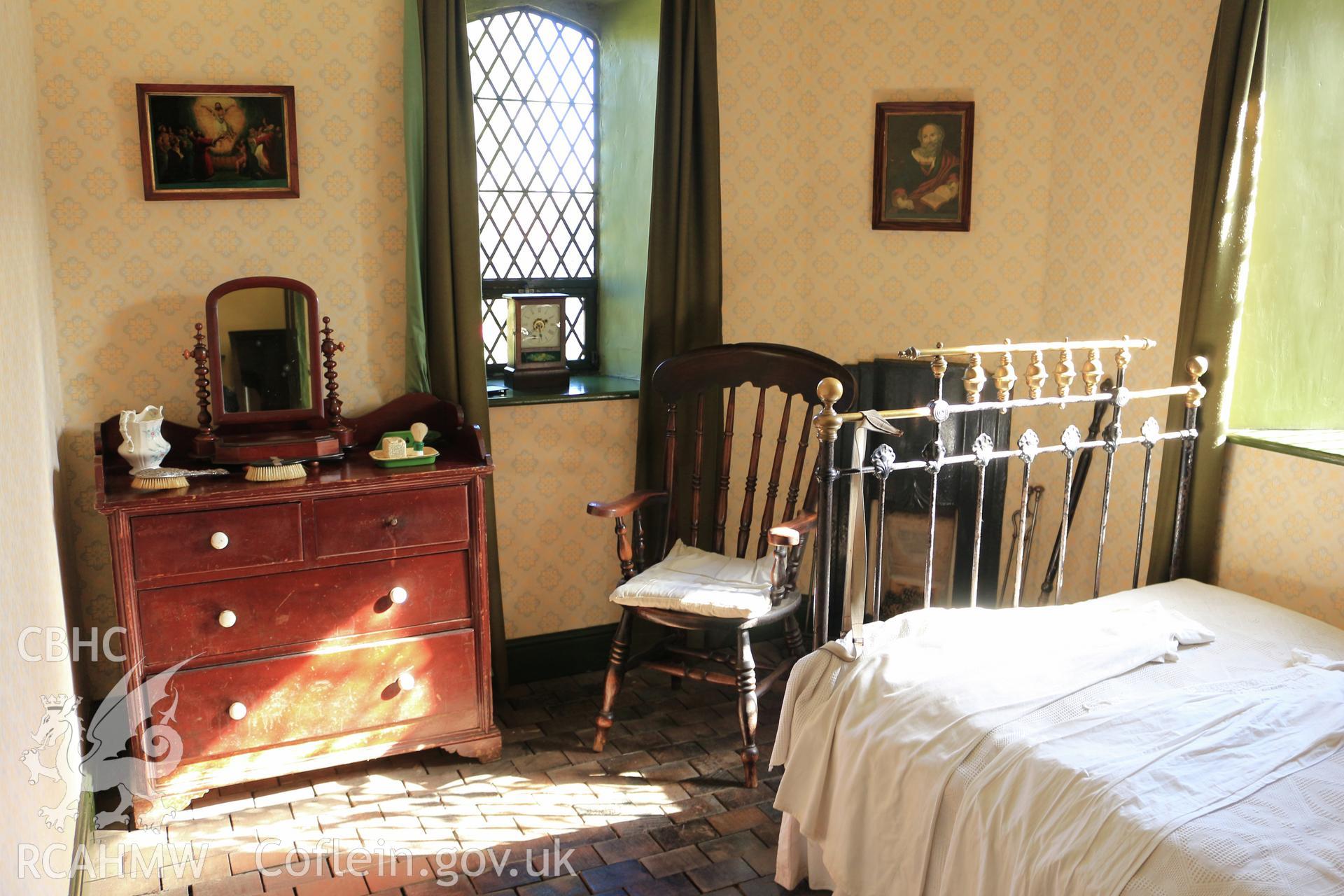 Investigator photographs of Conwy Suspension Bridge Keepers cottage. Interior: bed room.