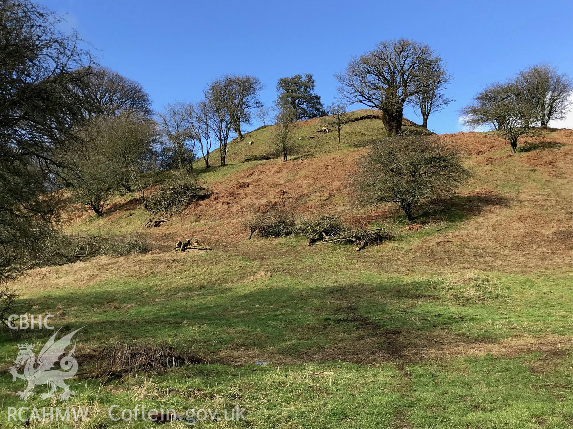 Digital colour photograph of Penarth or Cenarth mount, north east of Builth Wells, taken by Paul R. Davis on 10th February 2019.