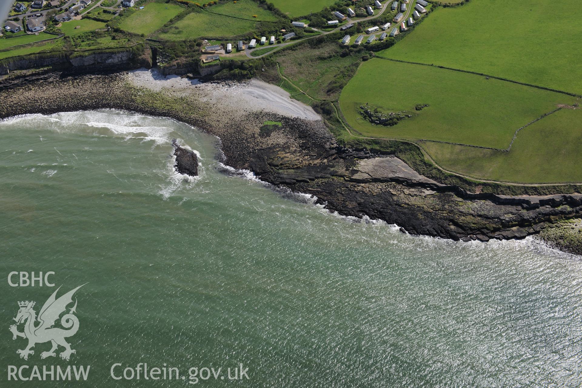 The wreck of the Royal Charter, off the coast of Moelfre on Anglesey. Oblique aerial photograph taken during the Royal Commission?s programme of archaeological aerial reconnaissance by Toby Driver on 22 May 2013.