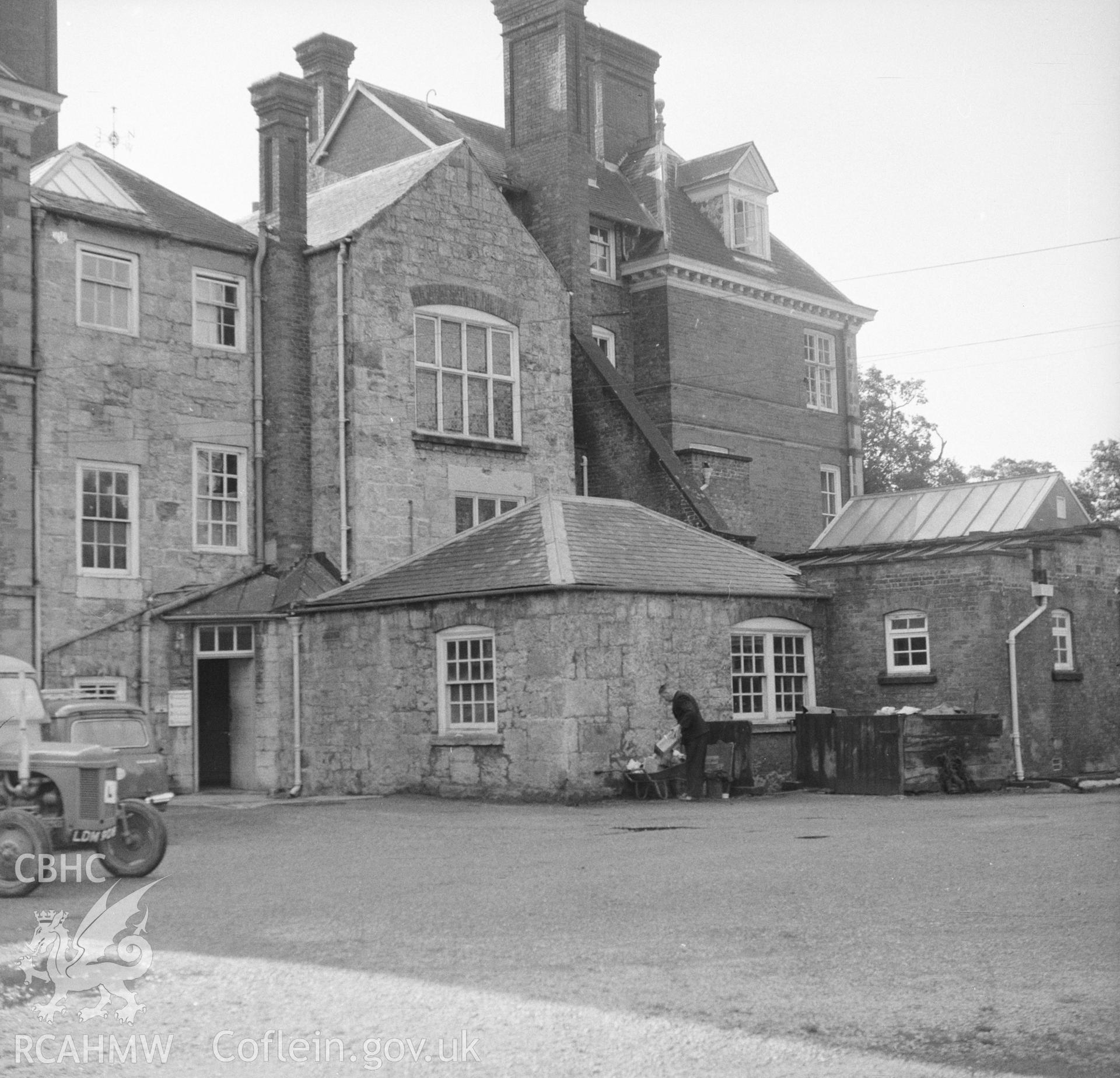 Digital copy of an undated nitrate negative showing the rear of Bodrhyddan Hall, Rhuddlan, Flintshire.