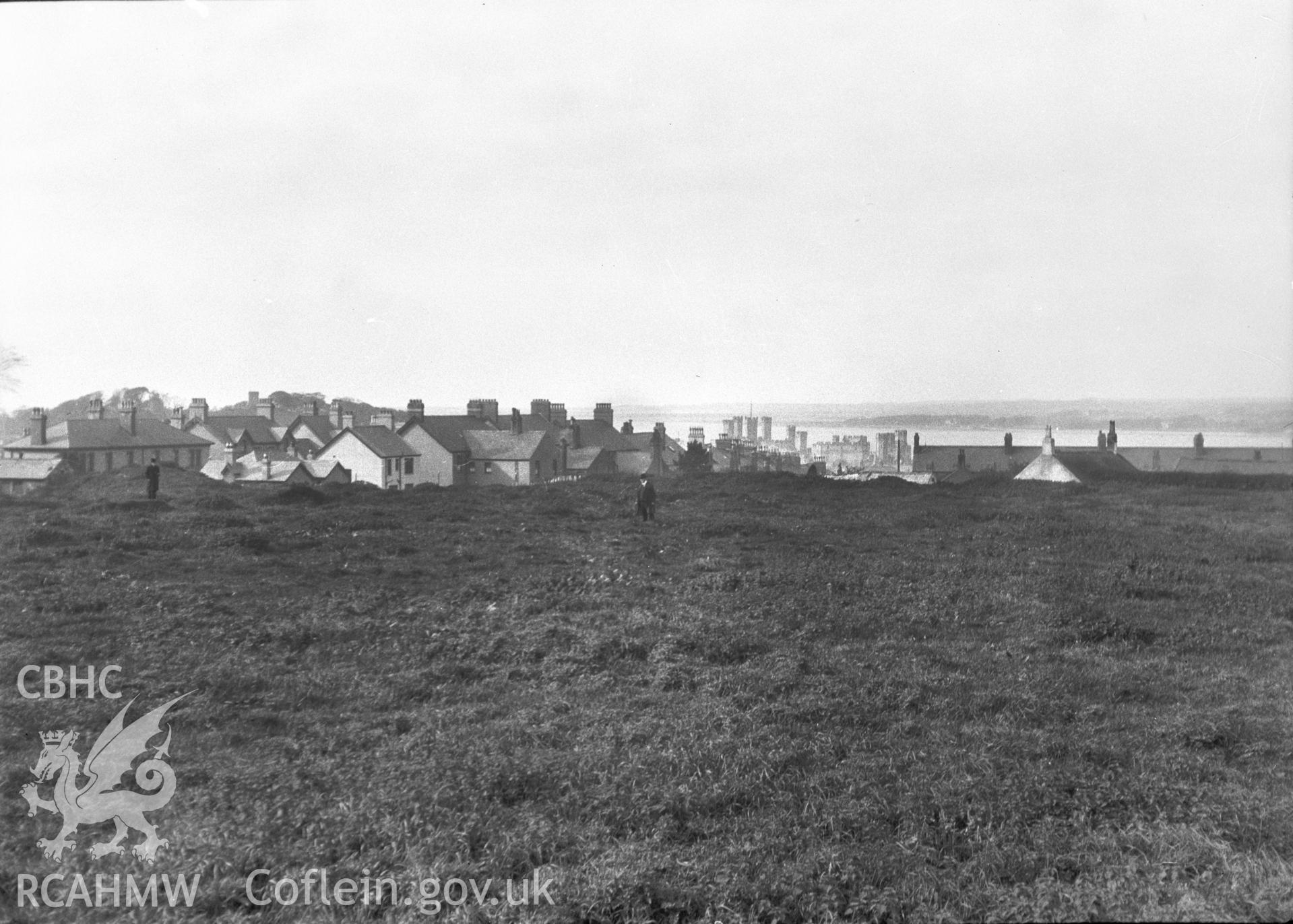 Digital copy of a nitrate negative showing view of Segontium Roman Site, Llanbeblig, taken by Leonard Monroe 1927.