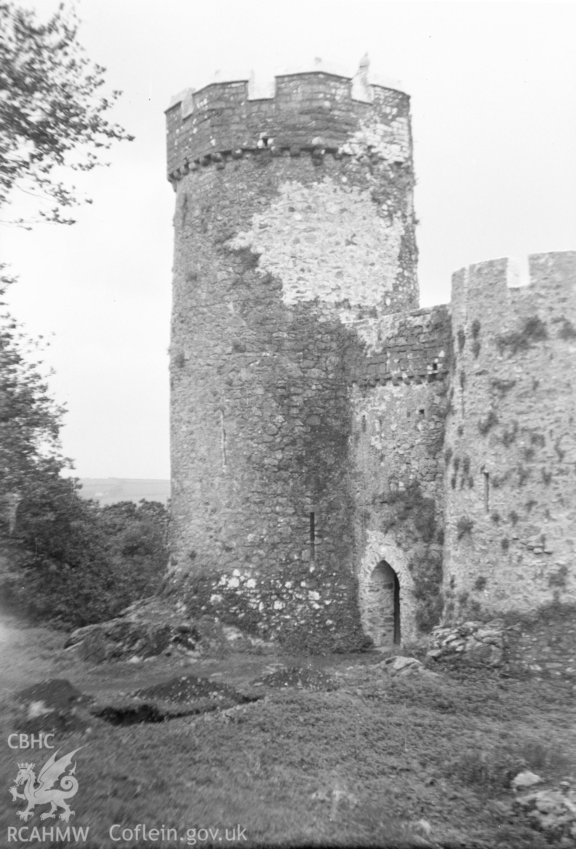 Digital copy of a nitrate negative showing Benton Castle. From the Cadw Monuments in Care Collection.